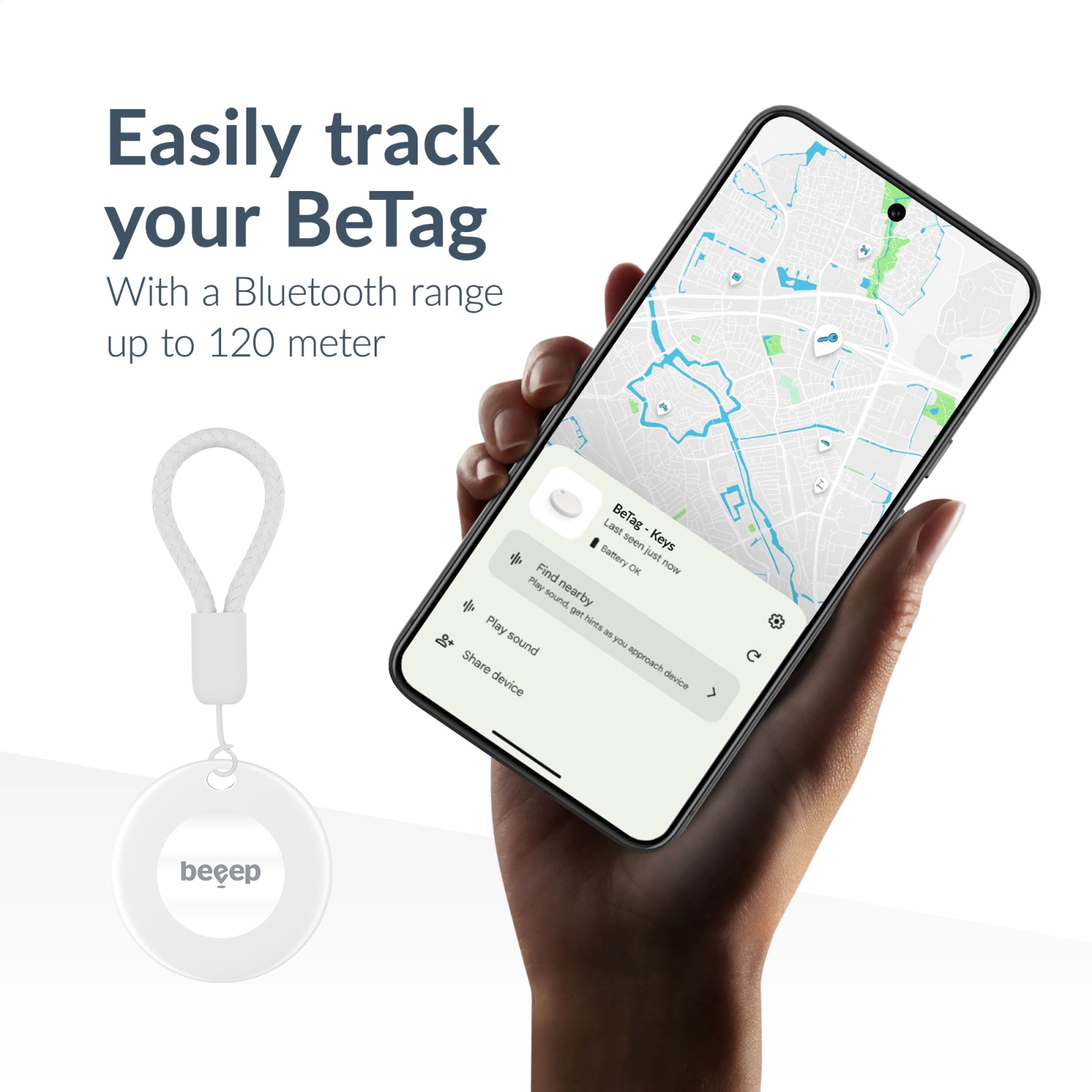 Beeep BeTag Android Tracker White & Keychain White - 3 pack