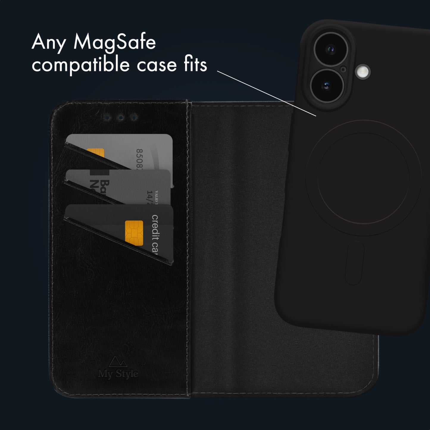 My Style Universal MagSafe Compatible Wallet - Black 4.7" (Without Case)