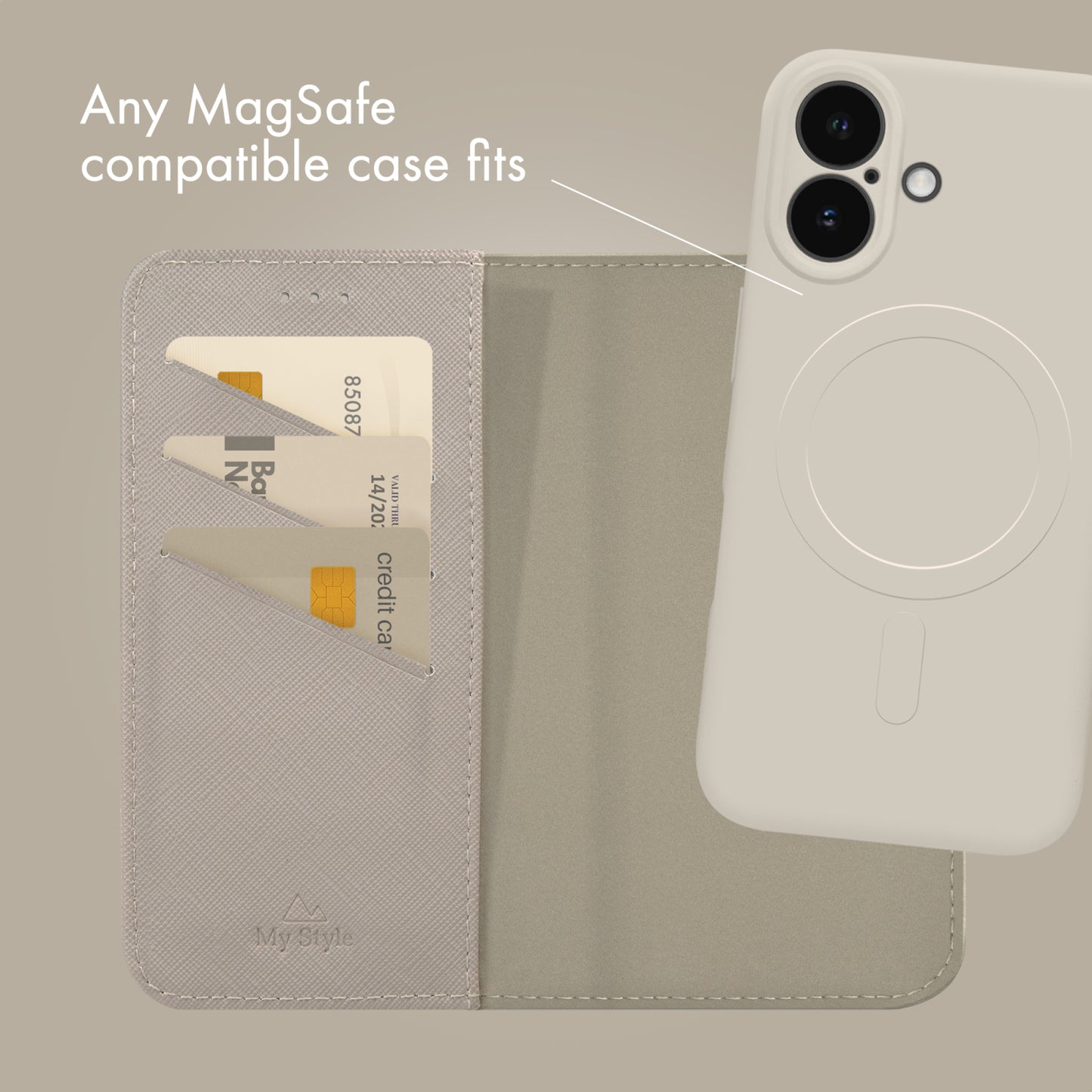 My Style Universal MagSafe Compatible Wallet - Warm Grey 6.8" (Without Case)