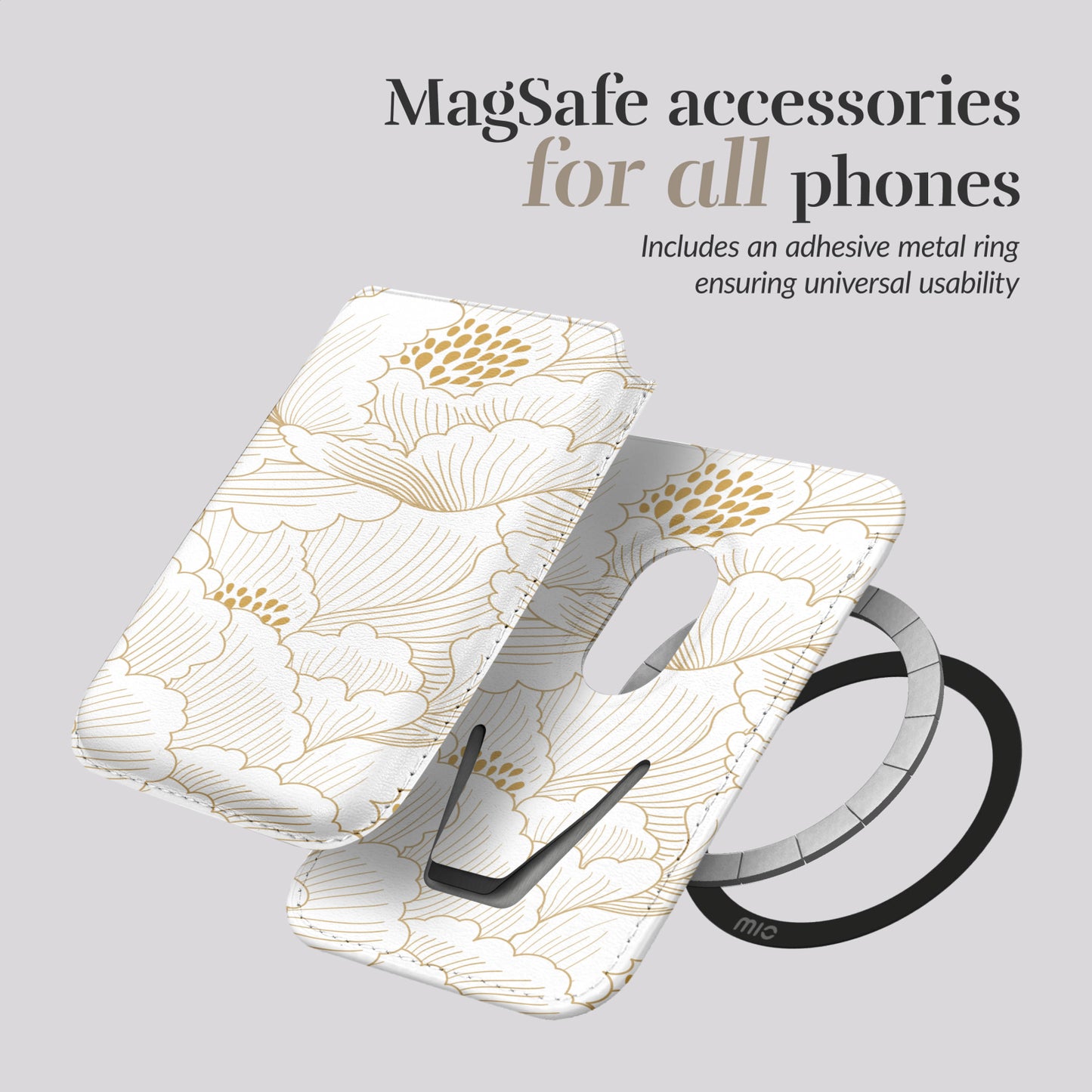 MIO White Roses Magsafe Compatible Card Holder