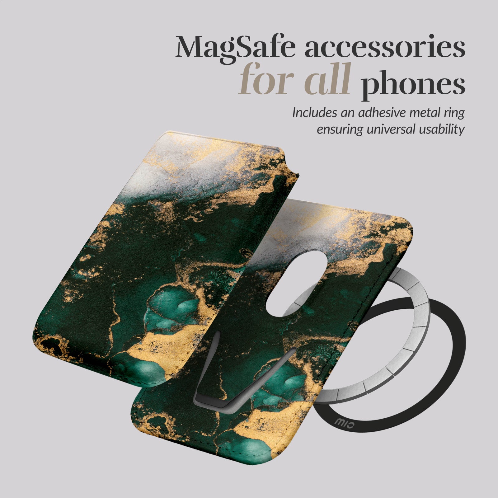 MIO Green Marble Magsafe Compatible Card Holder