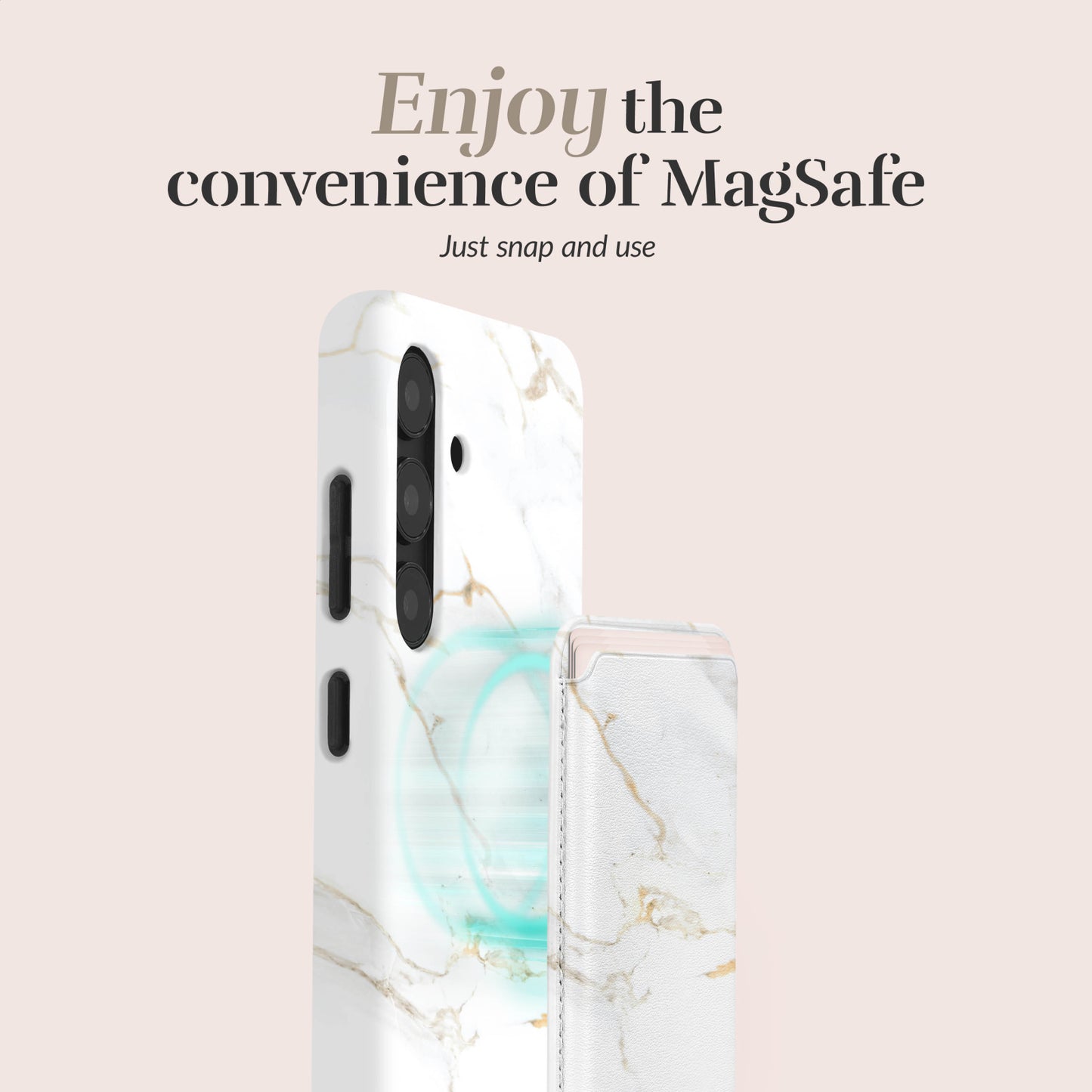 MIO White Marble Magsafe Compatible Card Holder