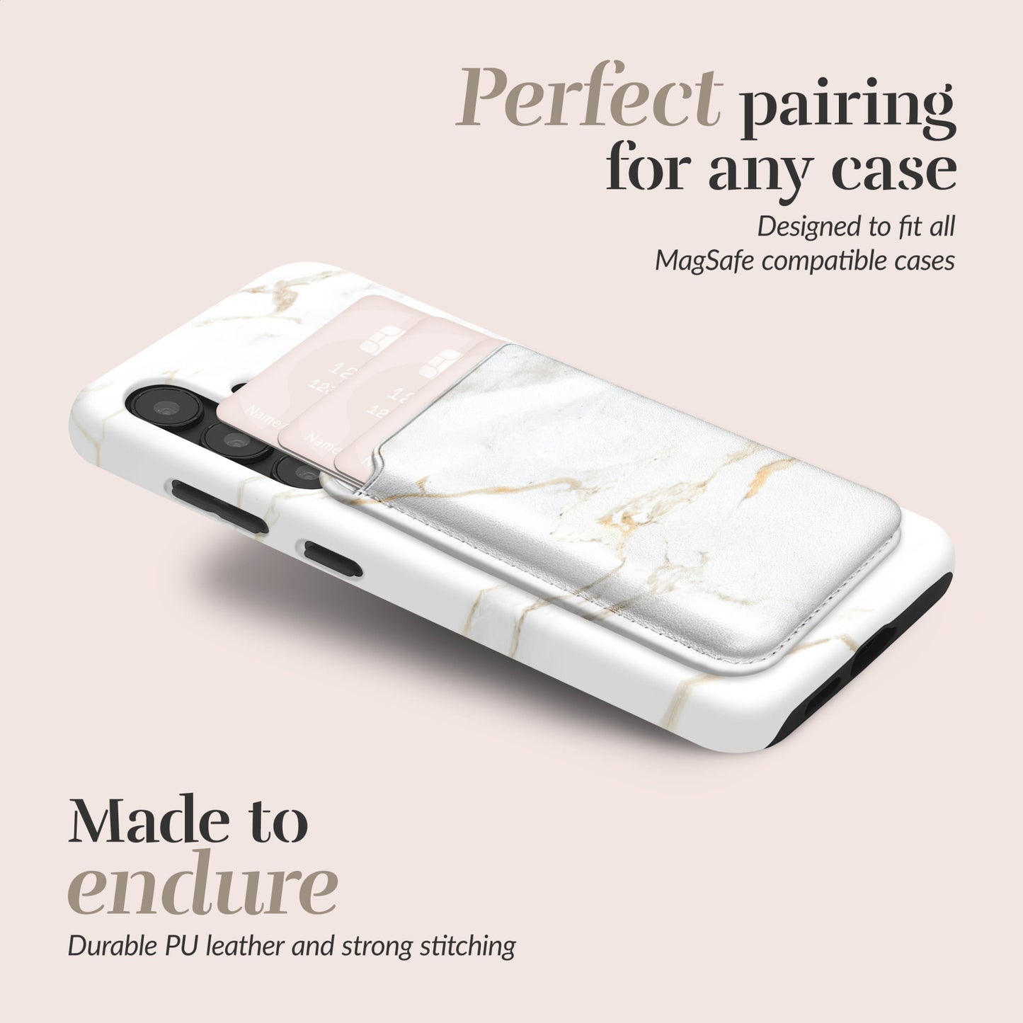 MIO White Marble Magsafe Compatible Card Holder