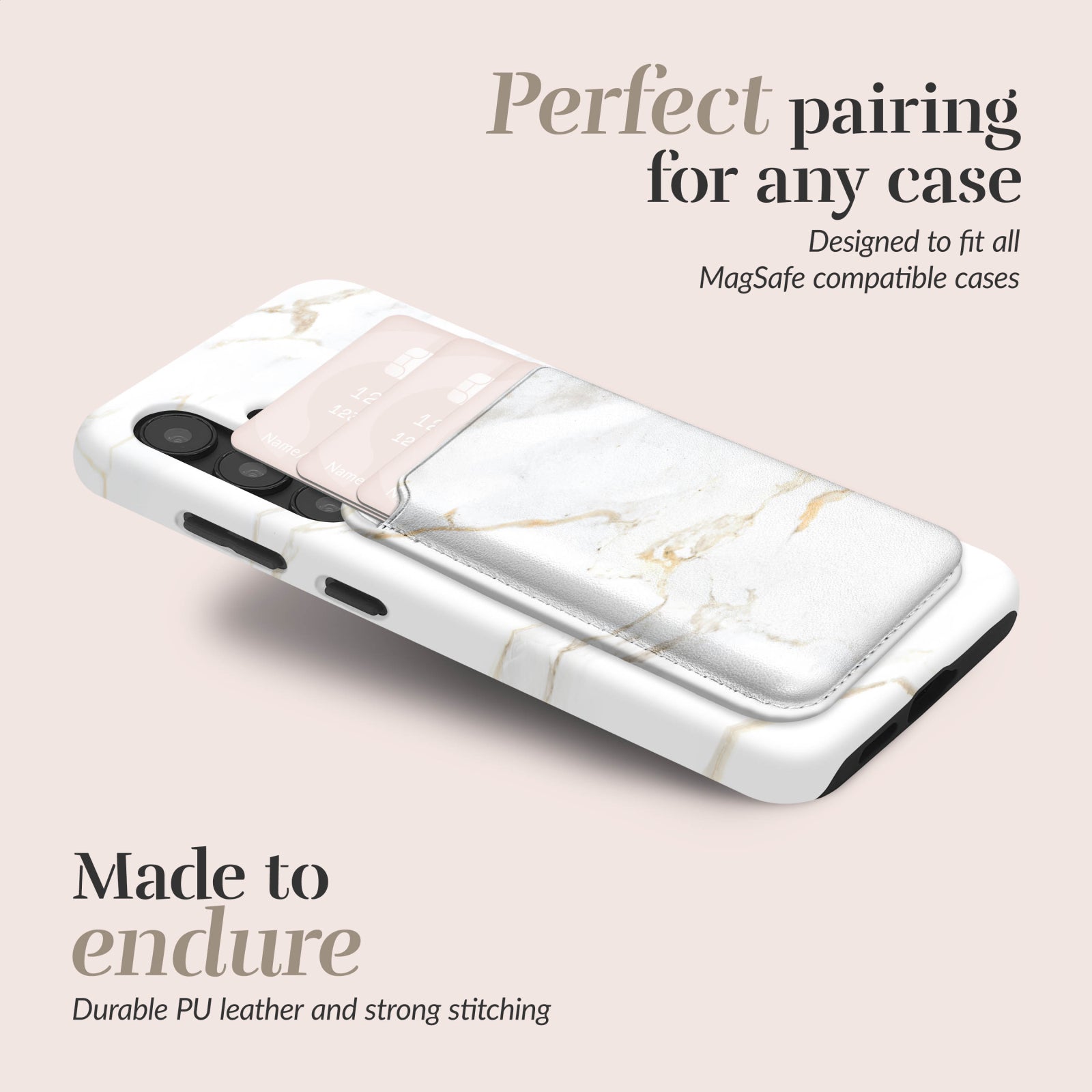 MIO White Marble Magsafe Compatible Card Holder