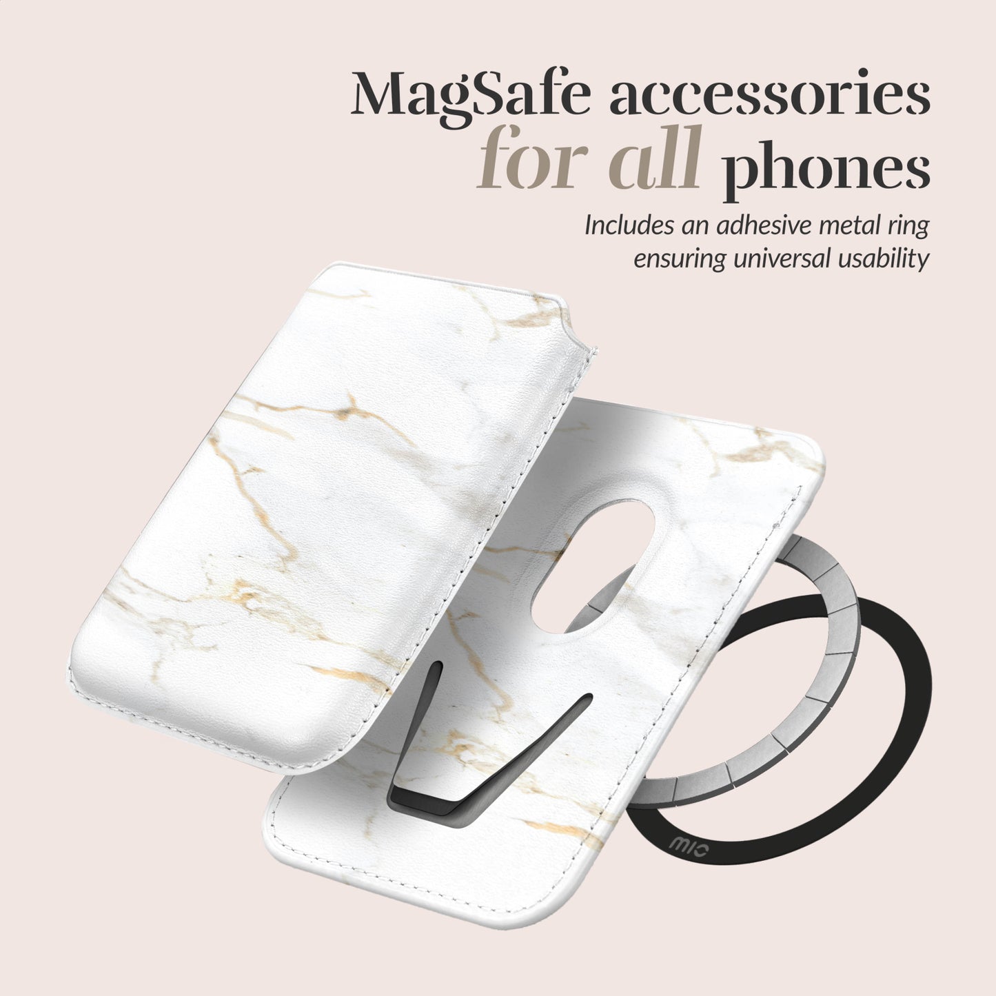 MIO White Marble Magsafe Compatible Card Holder