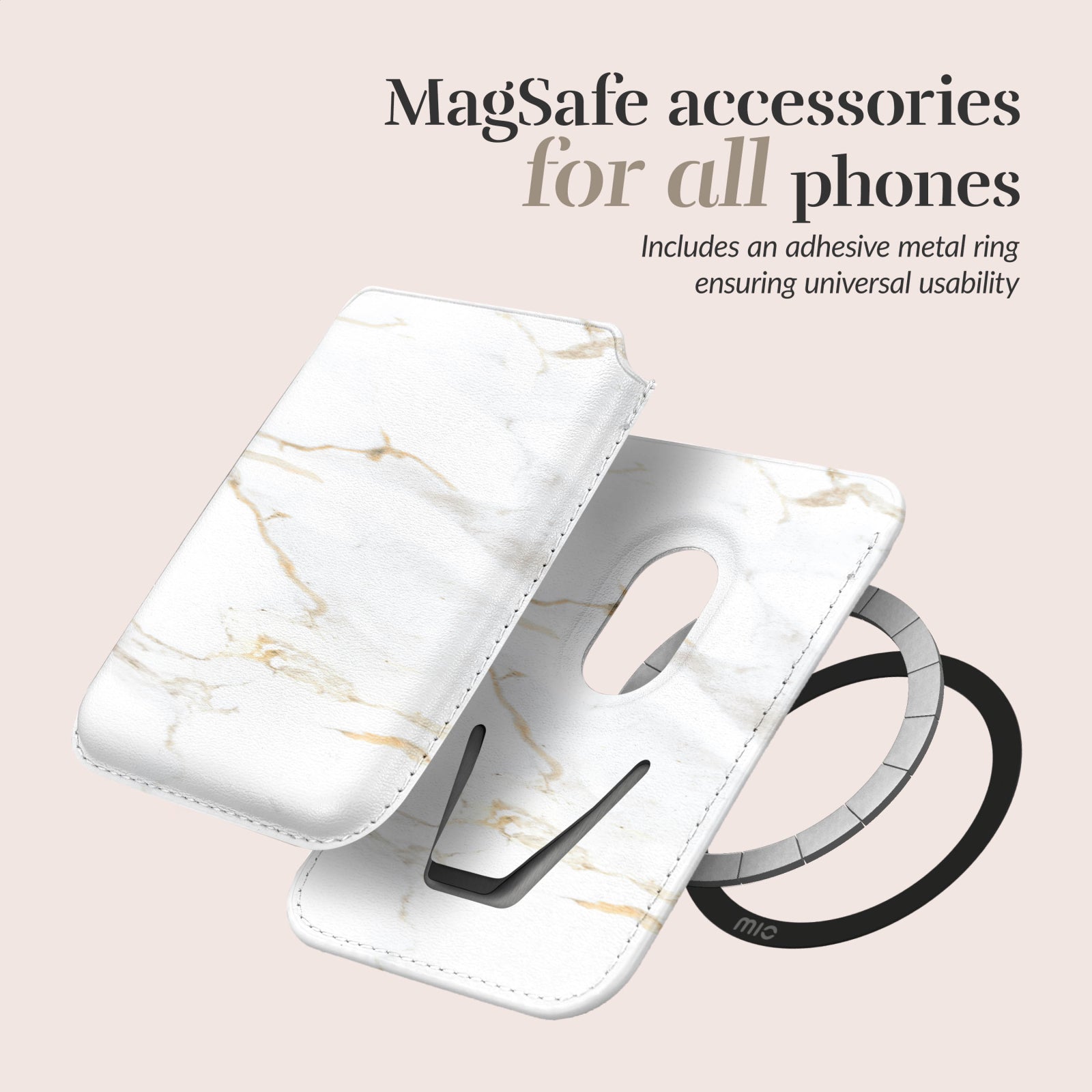 MIO White Marble Magsafe Compatible Card Holder