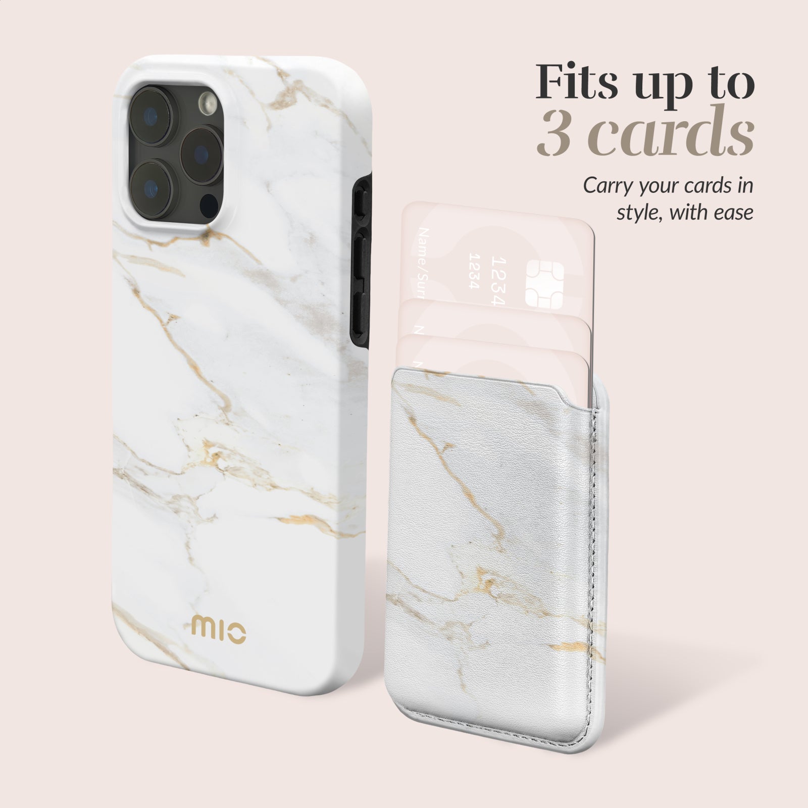 MIO White Marble Magsafe Compatible Card Holder