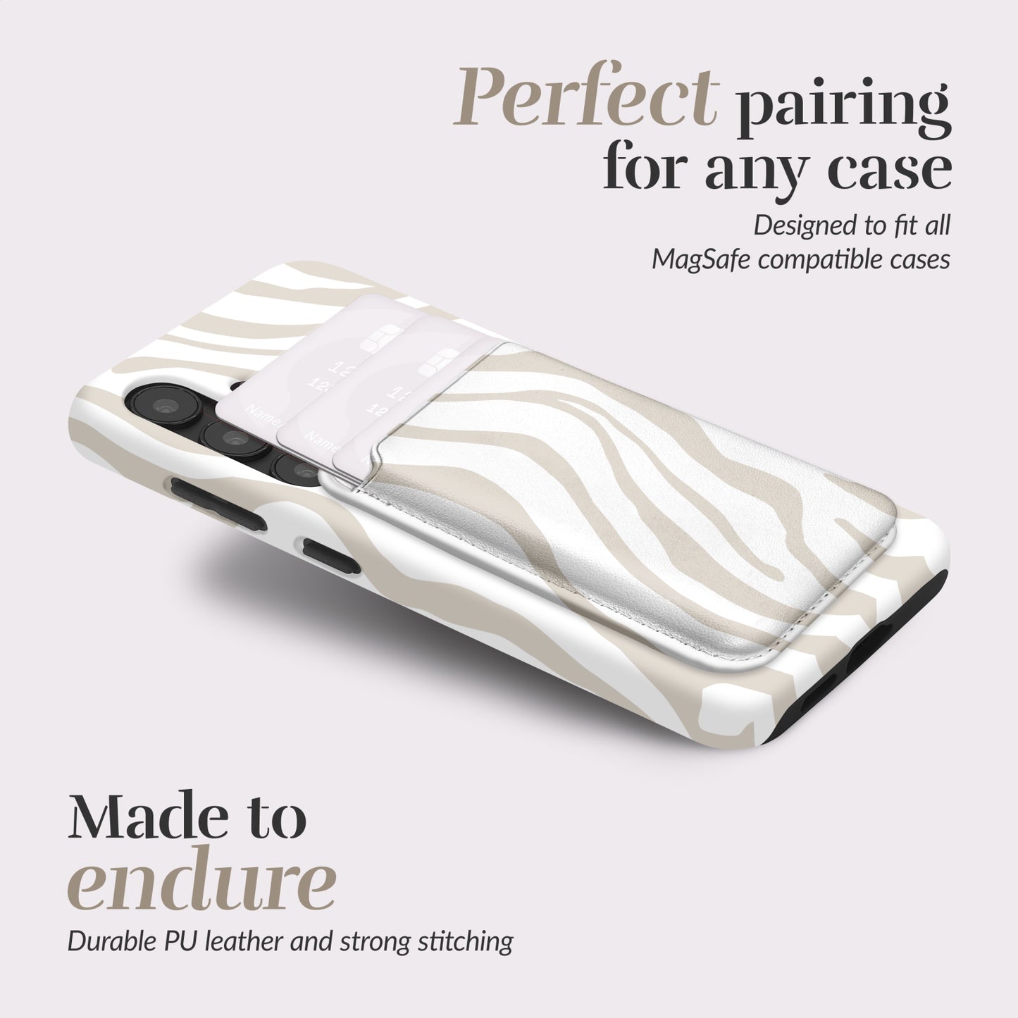 MIO Sandy Zebra Magsafe Compatible Card Holder