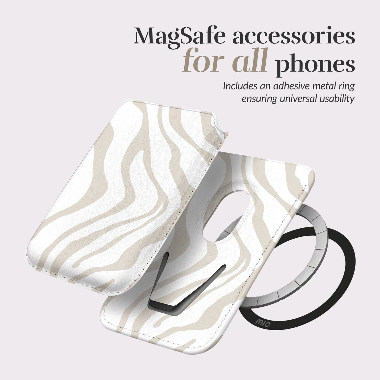 MIO Sandy Zebra Magsafe Compatible Card Holder