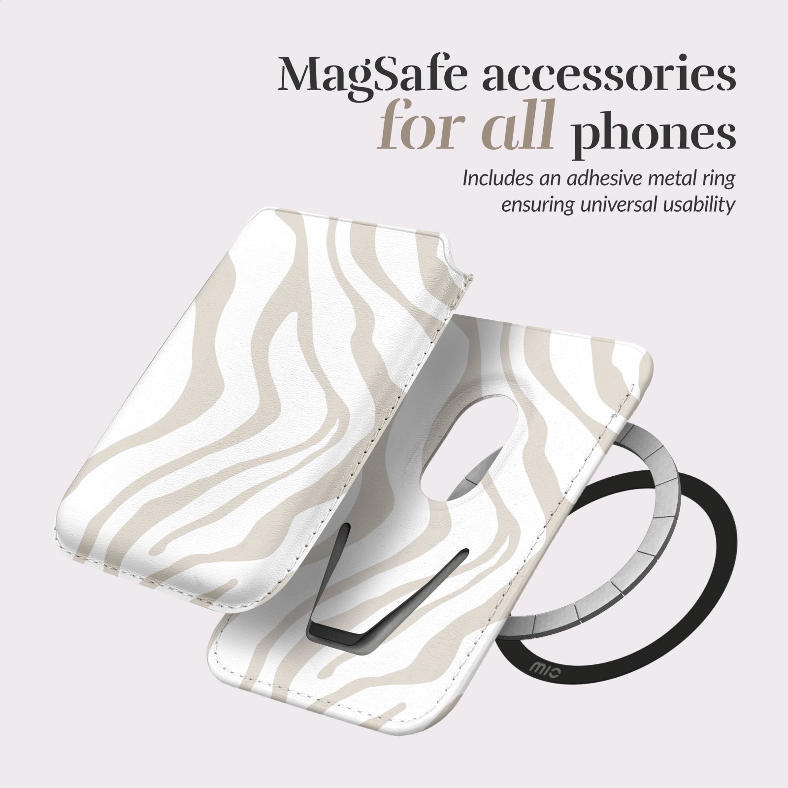 MIO Sandy Zebra Magsafe Compatible Card Holder