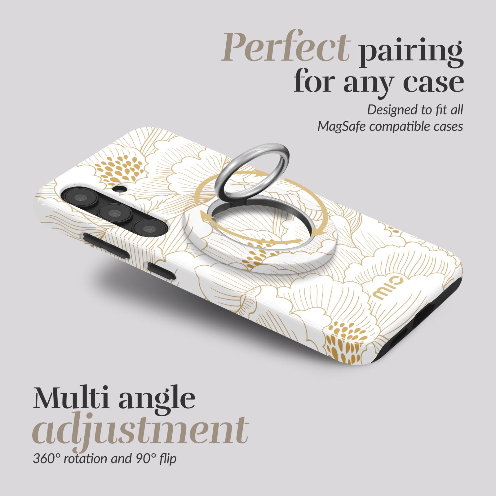 MIO White Roses MagSafe Compatible Ring Holder
