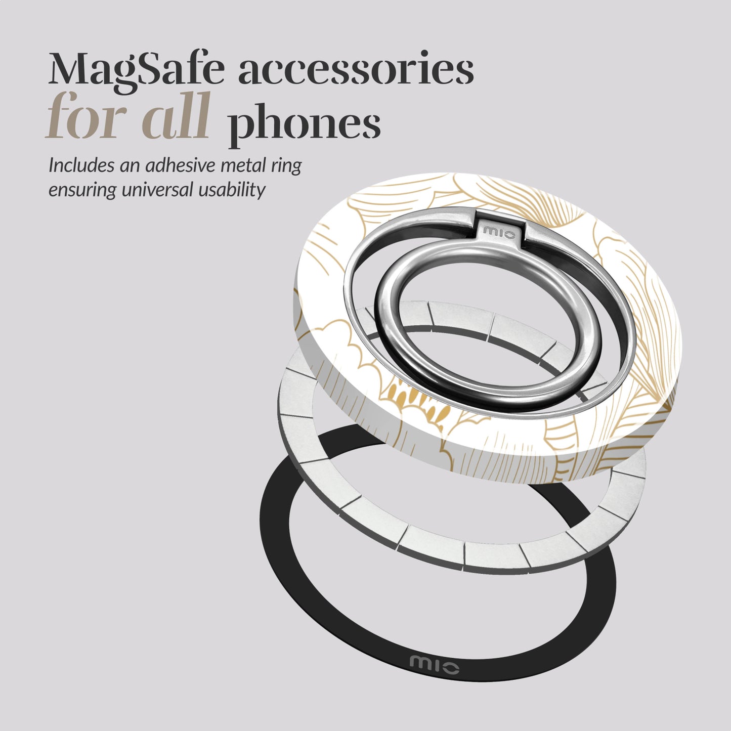MIO White Roses MagSafe Compatible Ring Holder