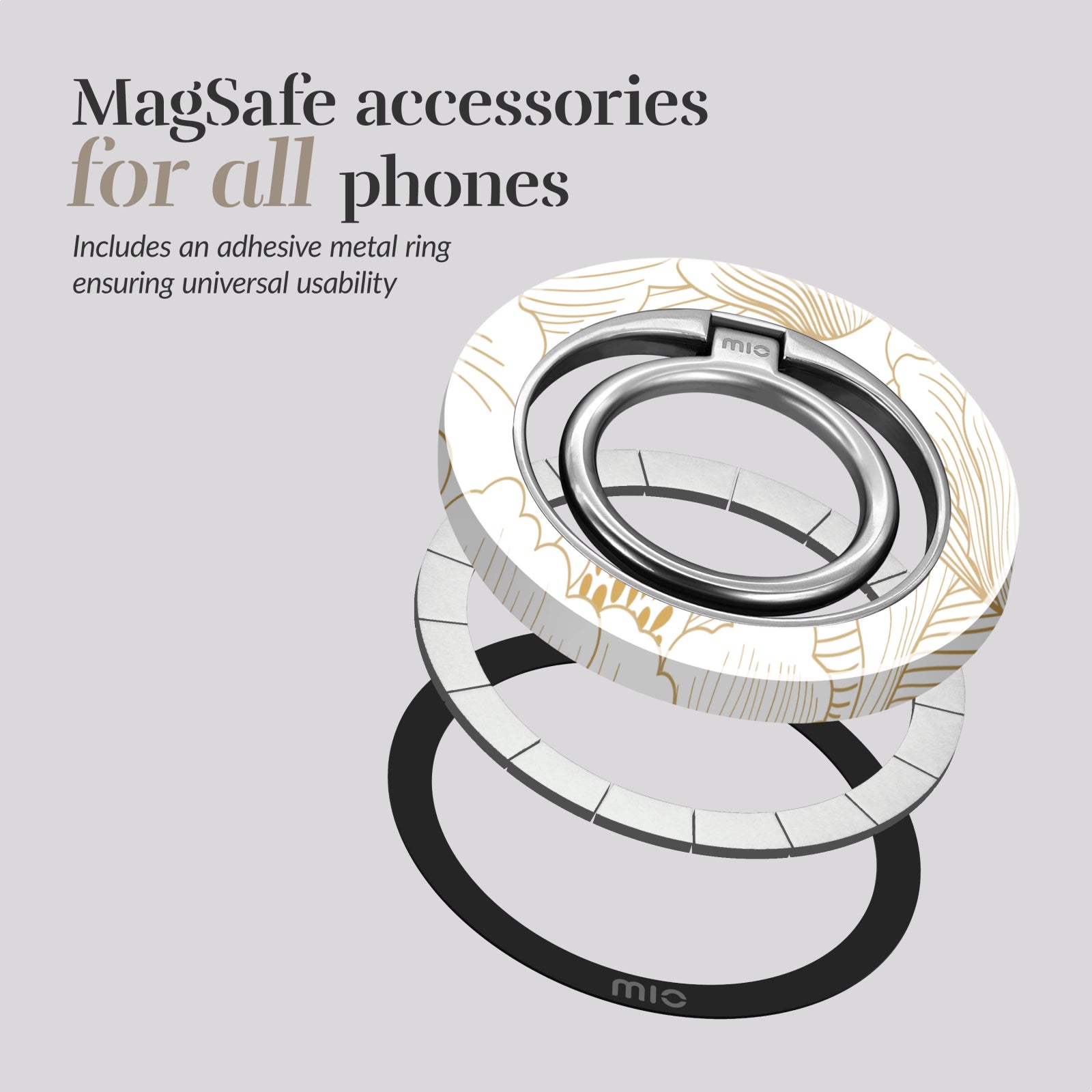 MIO White Roses MagSafe Compatible Ring Holder