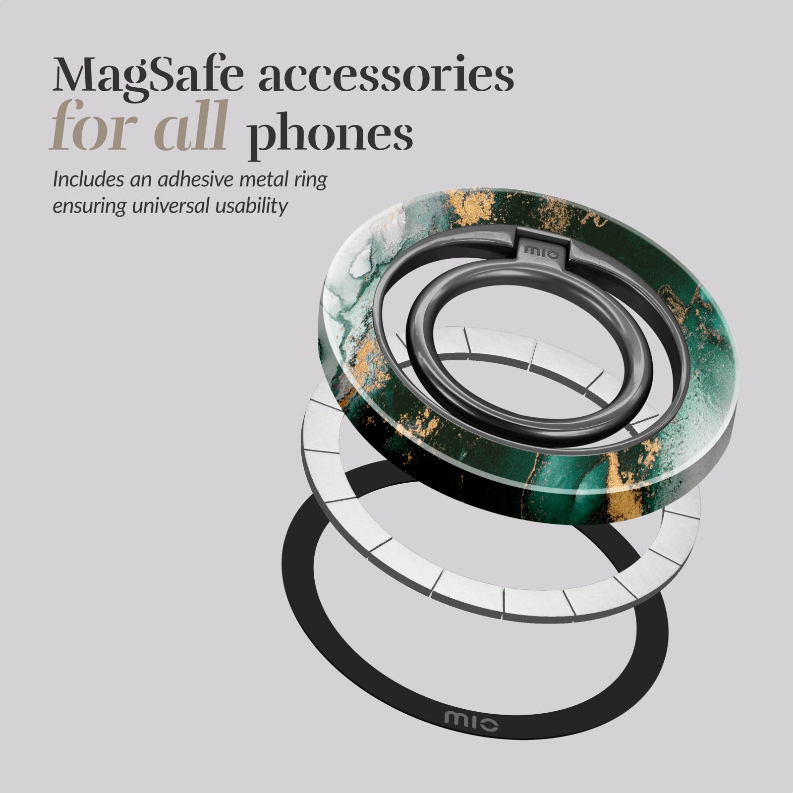 MIO Green Marble MagSafe Compatible Ring Holder