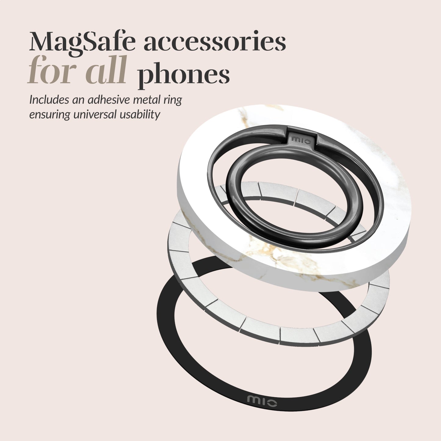 MIO White Marble MagSafe Compatible Ring Holder
