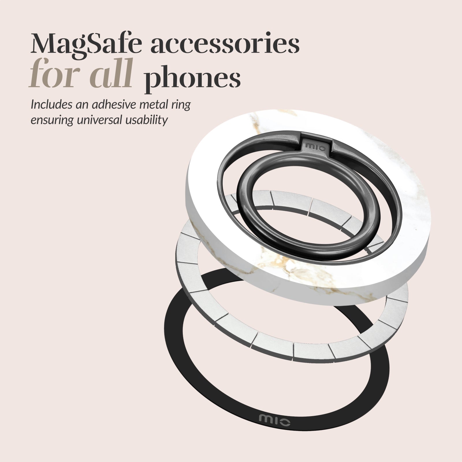 MIO White Marble MagSafe Compatible Ring Holder