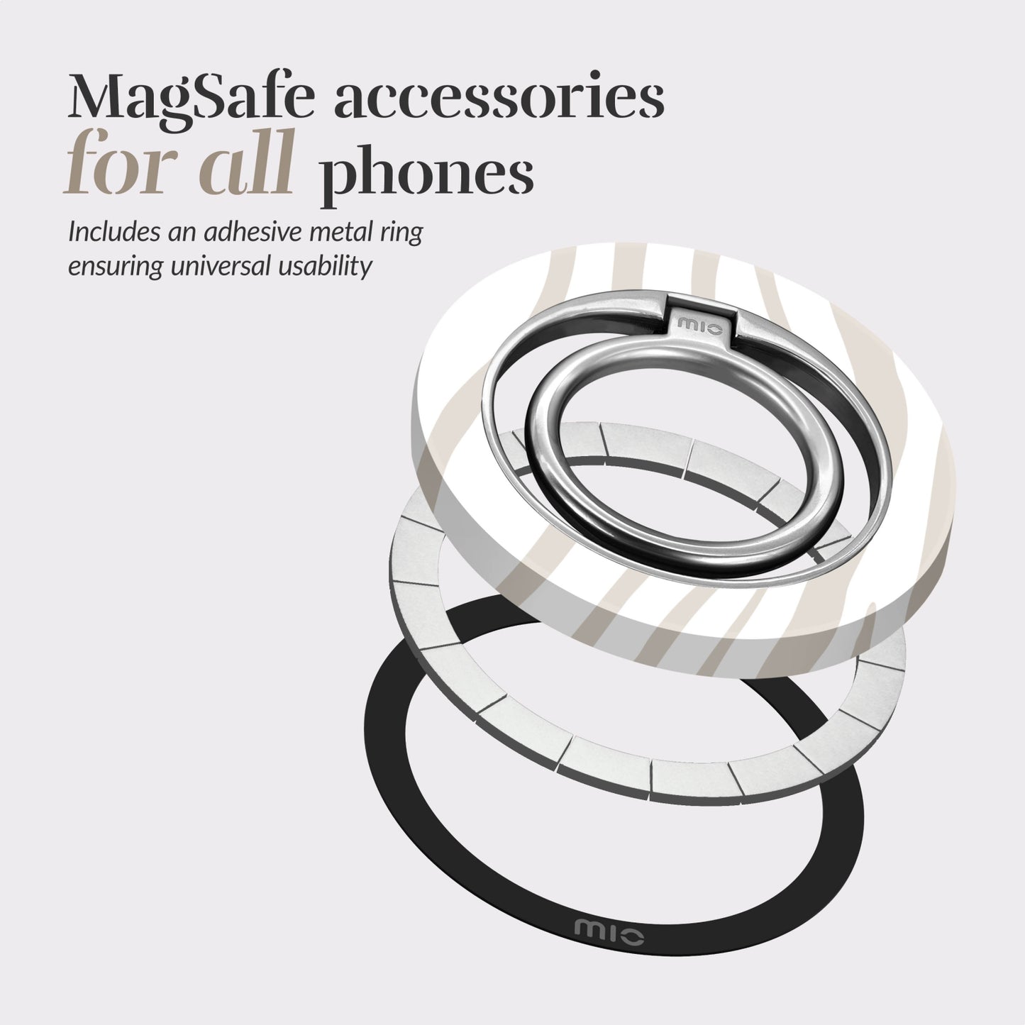 MIO Sandy Zebra MagSafe Compatible Ring Holder
