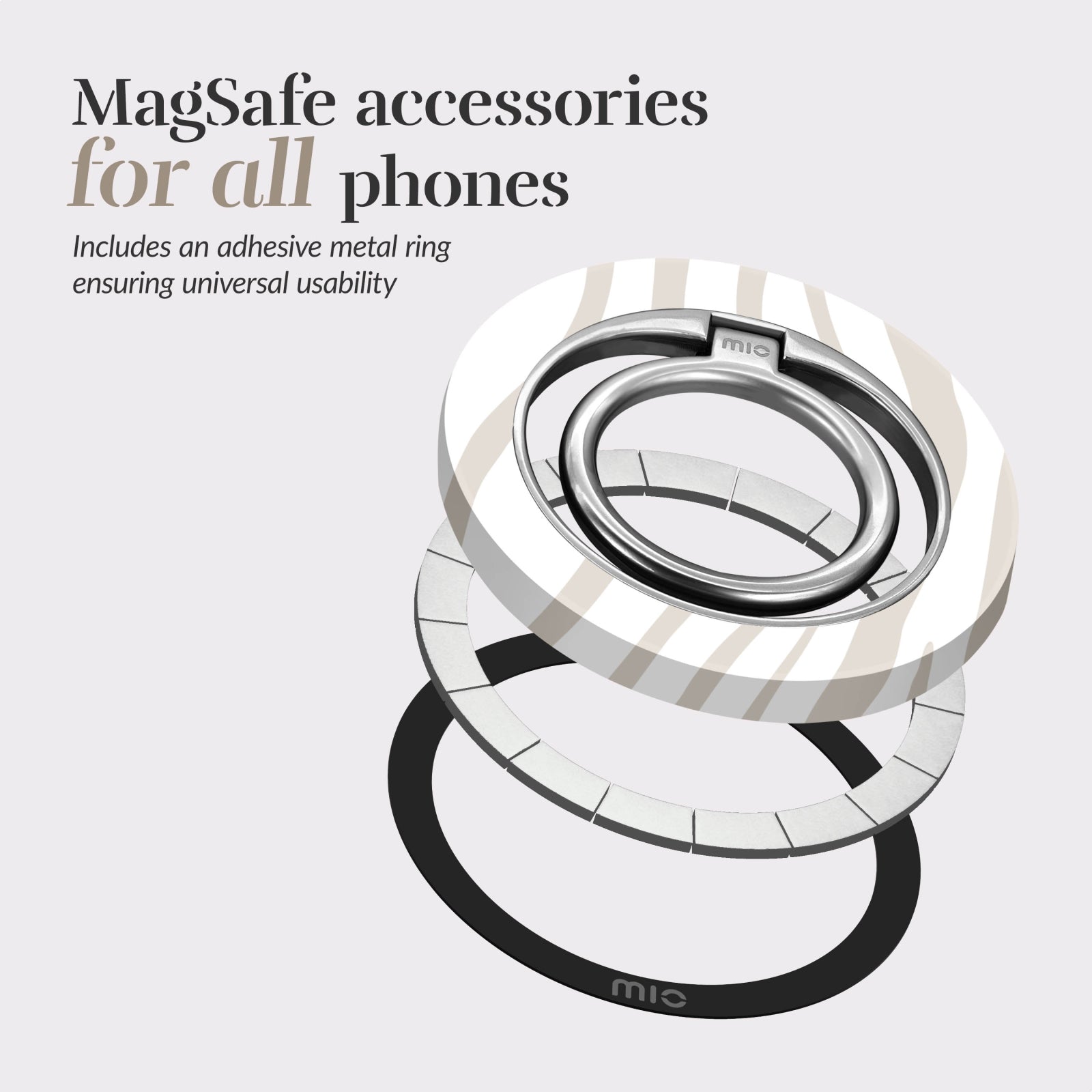 MIO Sandy Zebra MagSafe Compatible Ring Holder