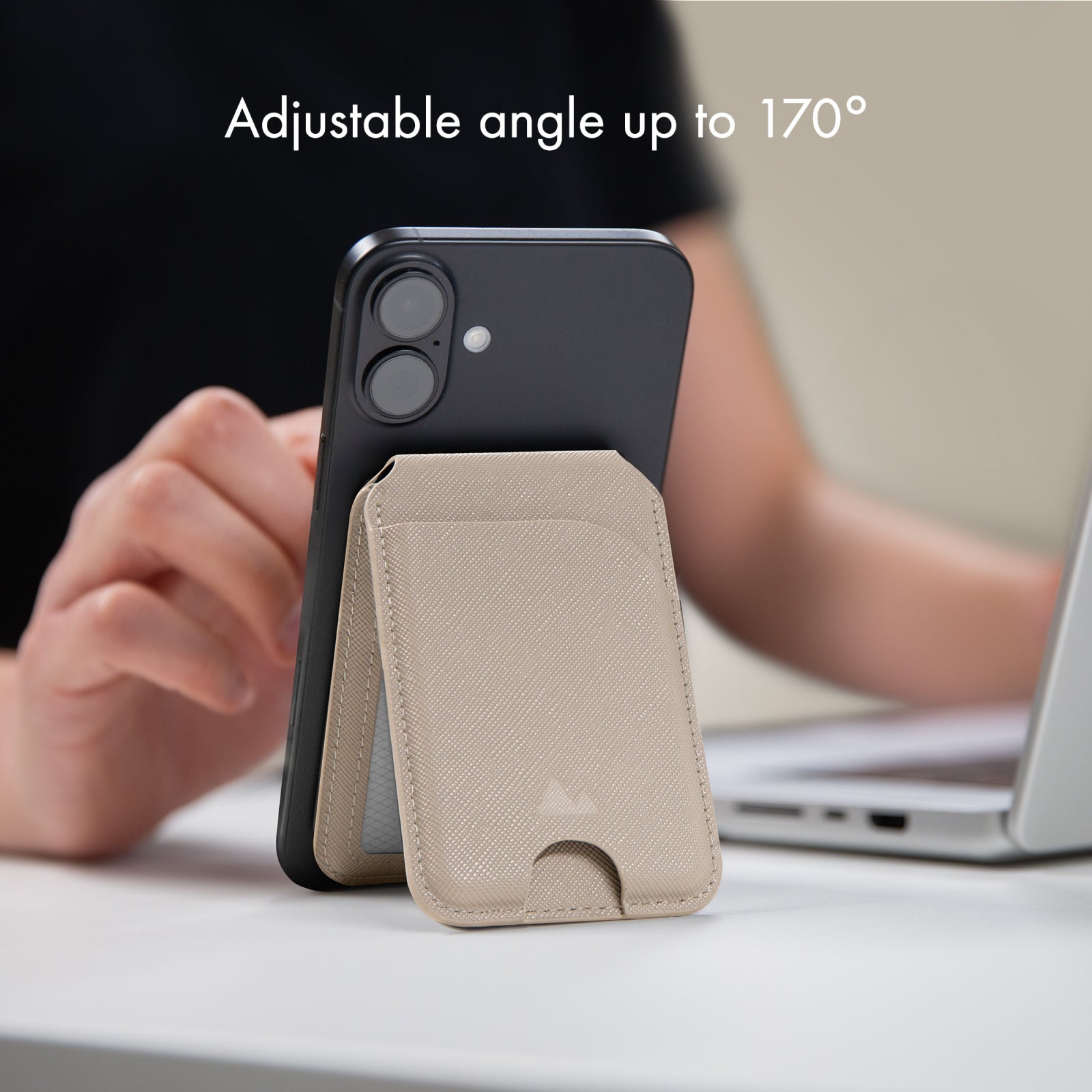 My Style MagSafe Compatible Magnet Card Holder with Stand Function Warm Grey