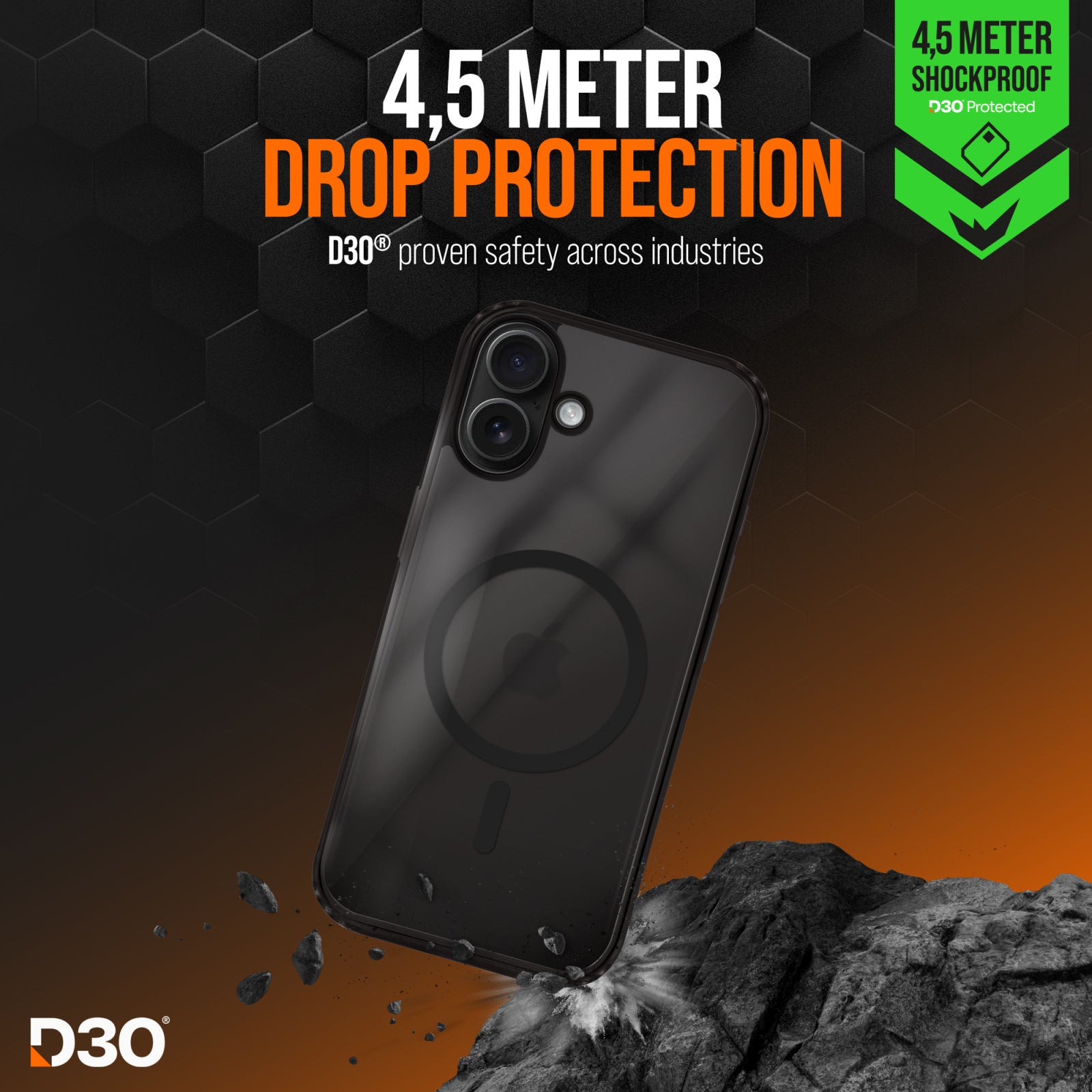 Striker X-Core - D3O Xtreme Impact Mag Case PRO - Black - Apple iPhone 16