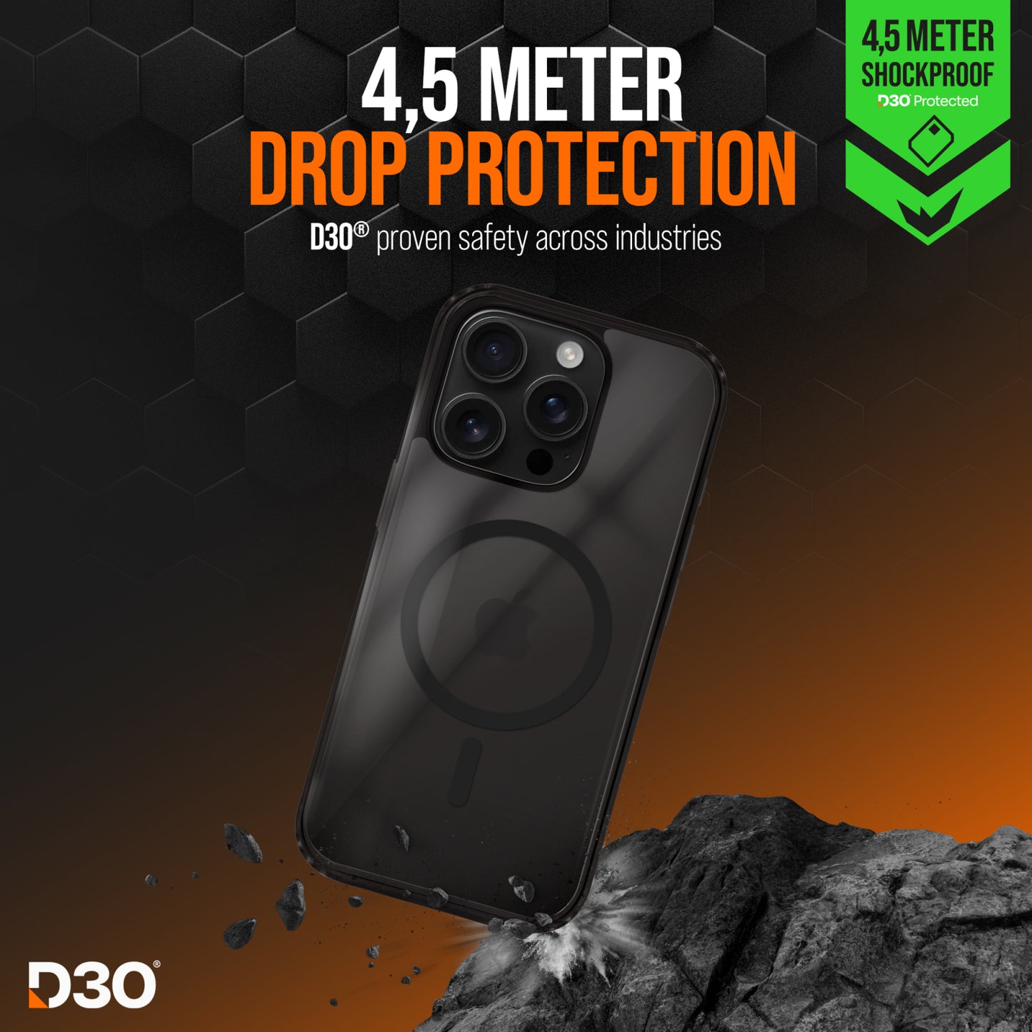 Striker X-Core - D3O Xtreme Impact Mag Case PRO - Black - Apple iPhone 16 Pro