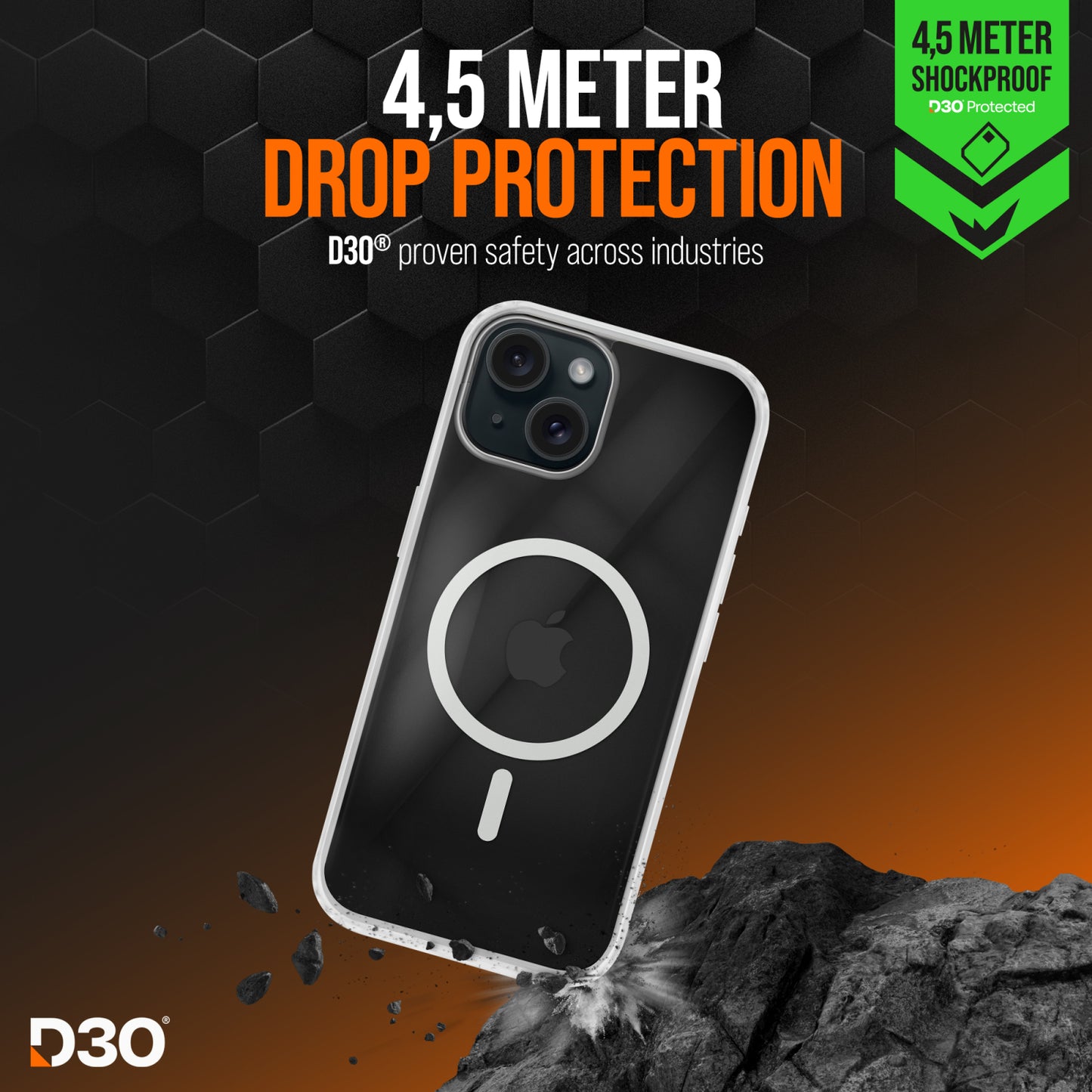 Striker X-Core - D3O Xtreme Impact Mag Case - Clear - Apple iPhone 13/14/15