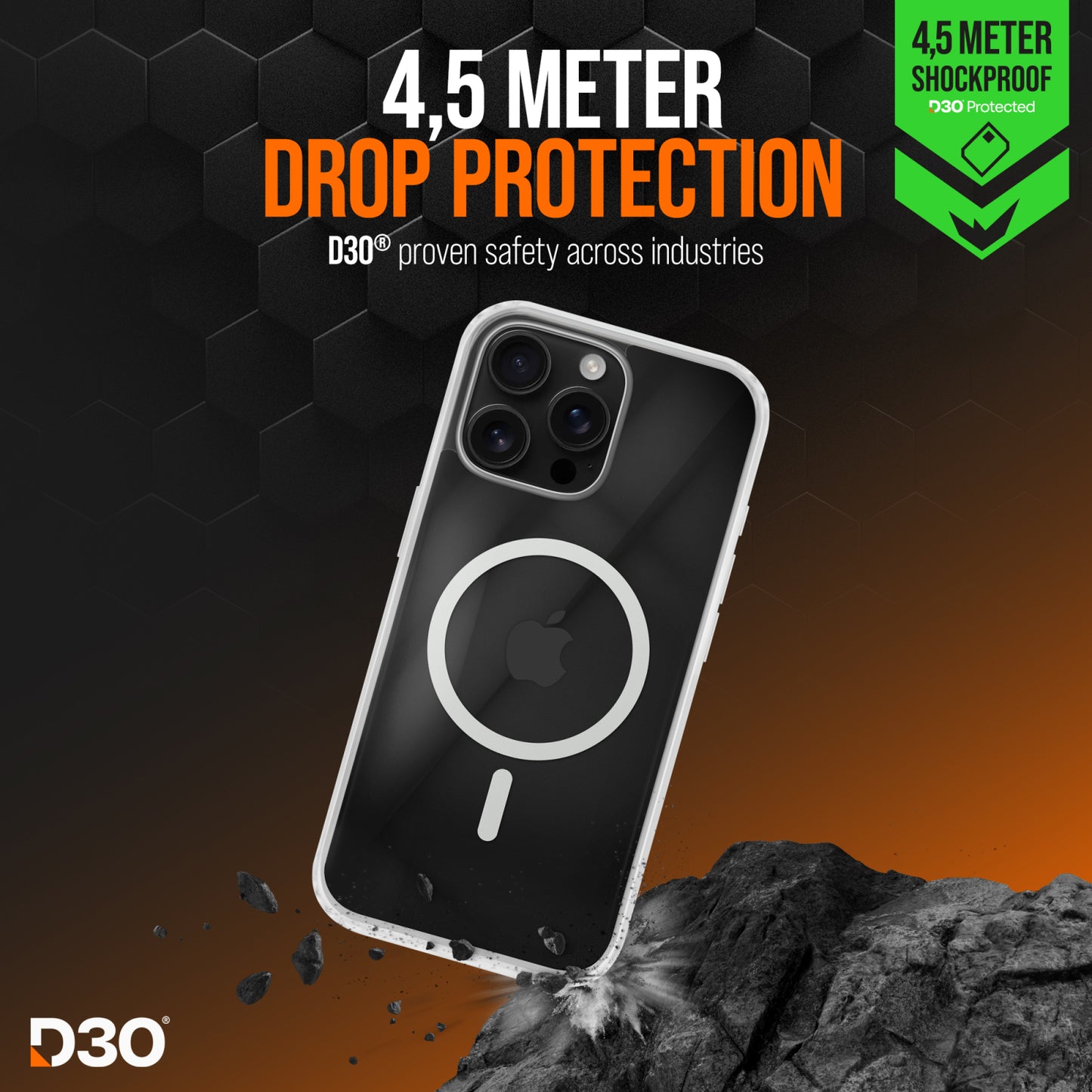 Striker X-Core - D3O Xtreme Impact Mag Case PRO - Clear - Apple iPhone 16 Pro Max