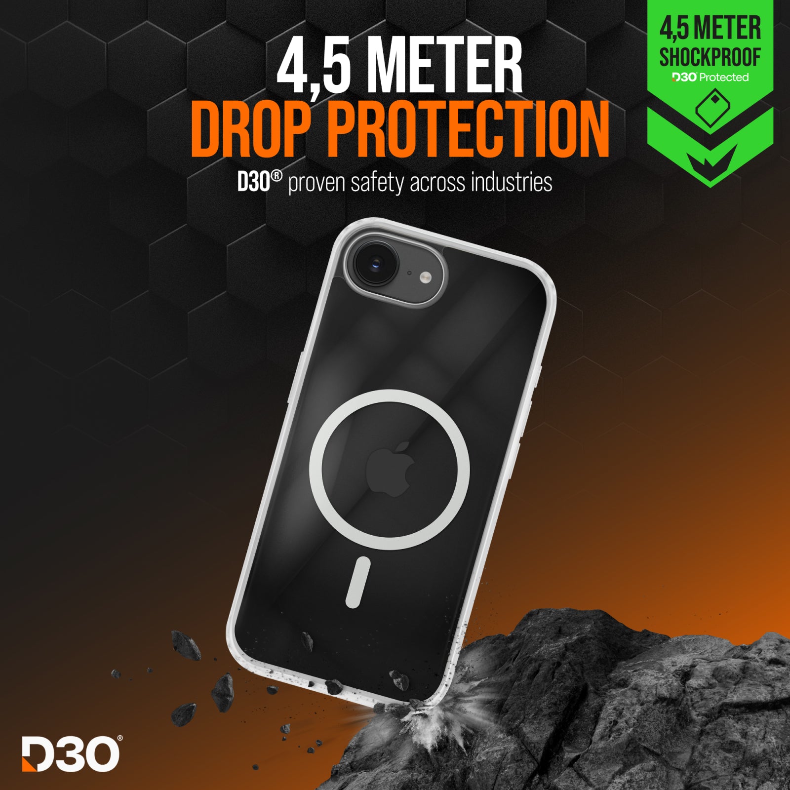 Striker X-Core - D3O Xtreme Impact Mag Case - Clear - Apple iPhone 16e/17e