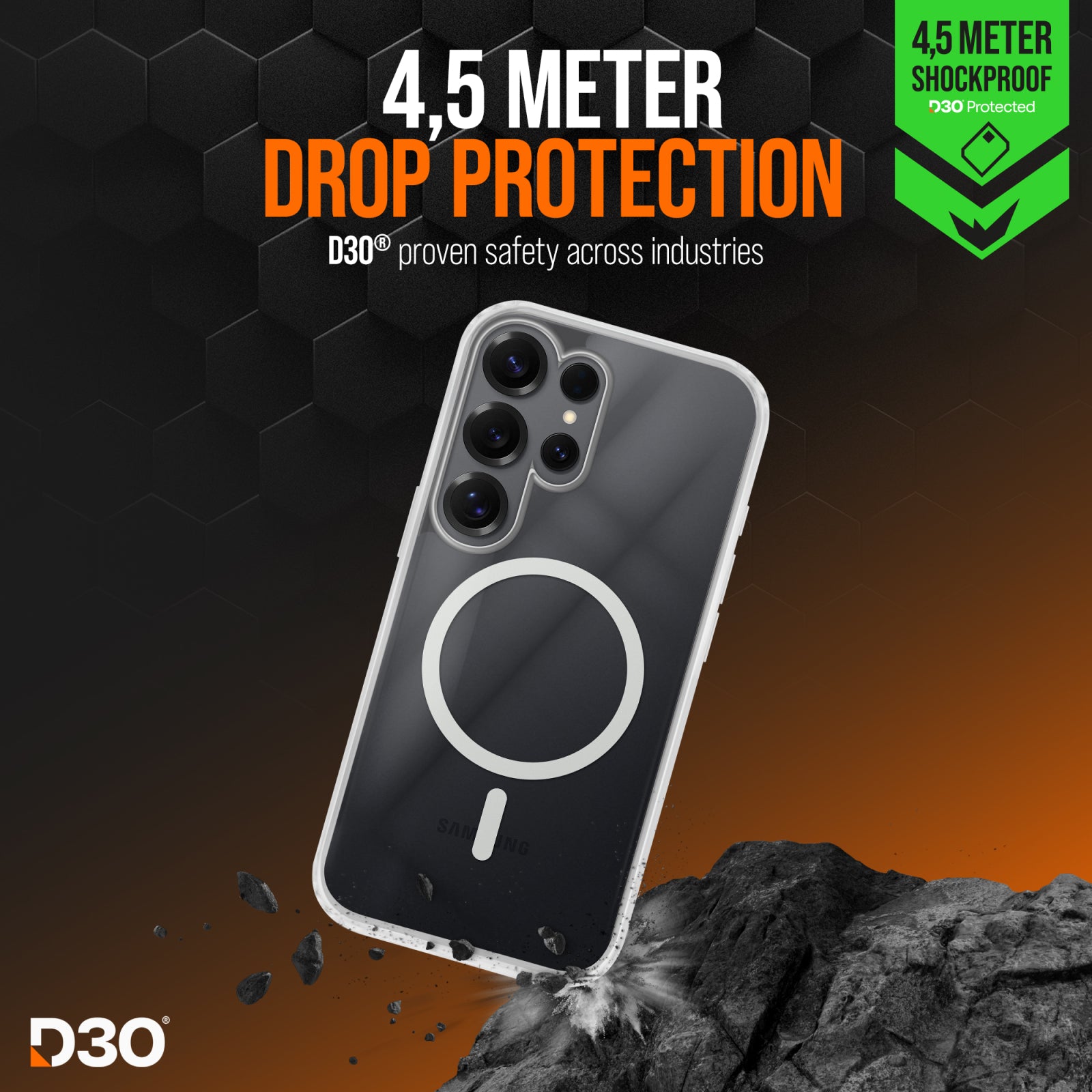 Striker X-Core - D3O Xtreme Impact Mag Case - Clear - Samsung S25 Ultra 5G