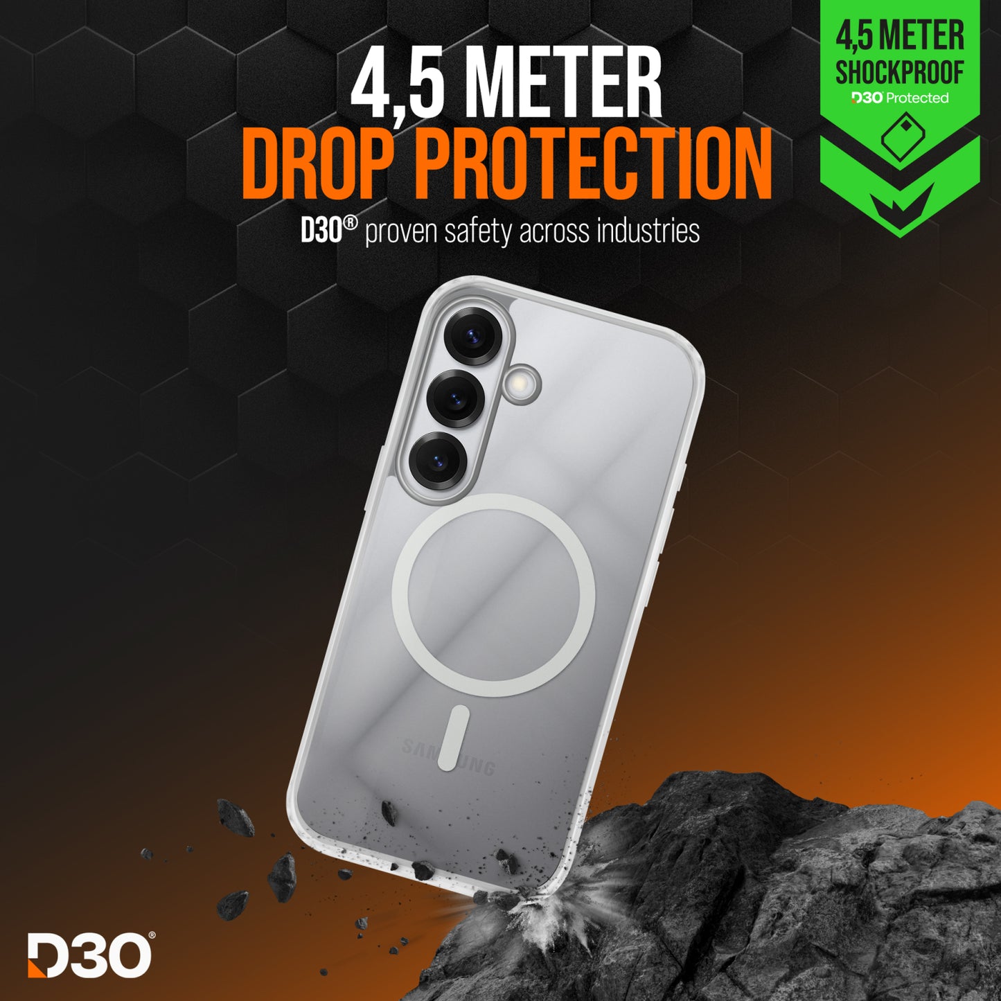 Striker X-Core - D3O Xtreme Impact Mag Case - Clear - Samsung S25 5G