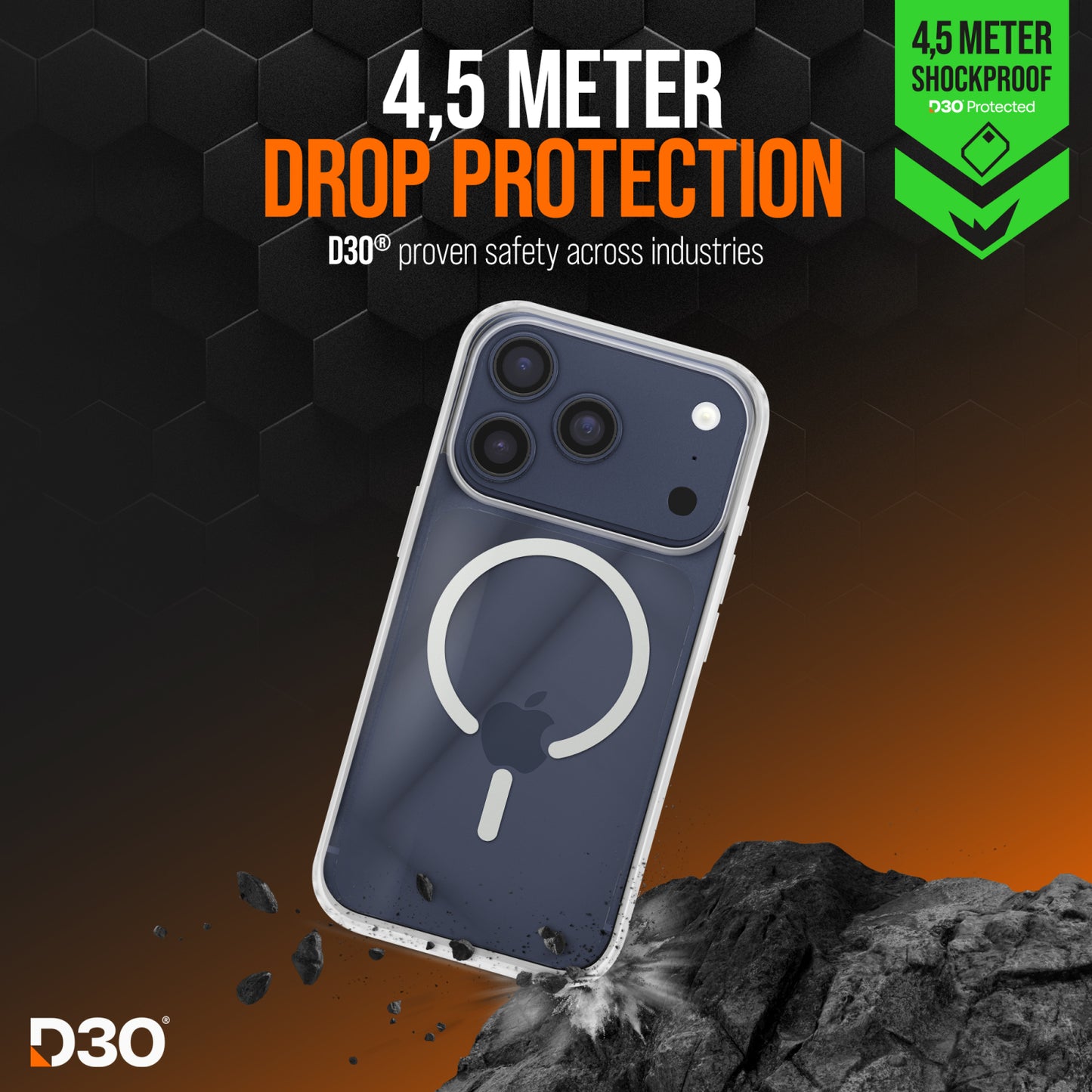 Striker X-Core - D3O Xtreme Impact Mag Case PRO - Clear - Apple iPhone 17 Pro/18 Pro