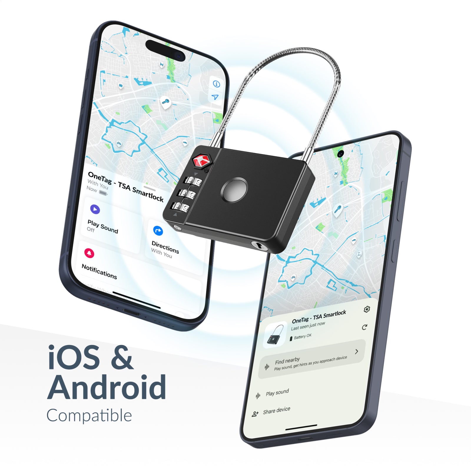Beeep OneTag Apple Find My & Android Tracker - Anti-loss TSA Approved Smartlock - Black