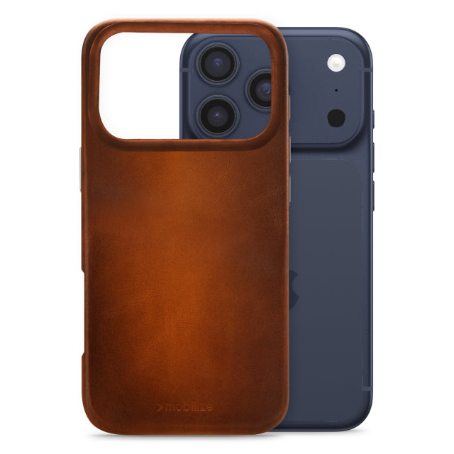 Mobilize Magsafe Compatible Étui en Cuir Premium Apple iPhone 17 Pro Cognac Brûlé