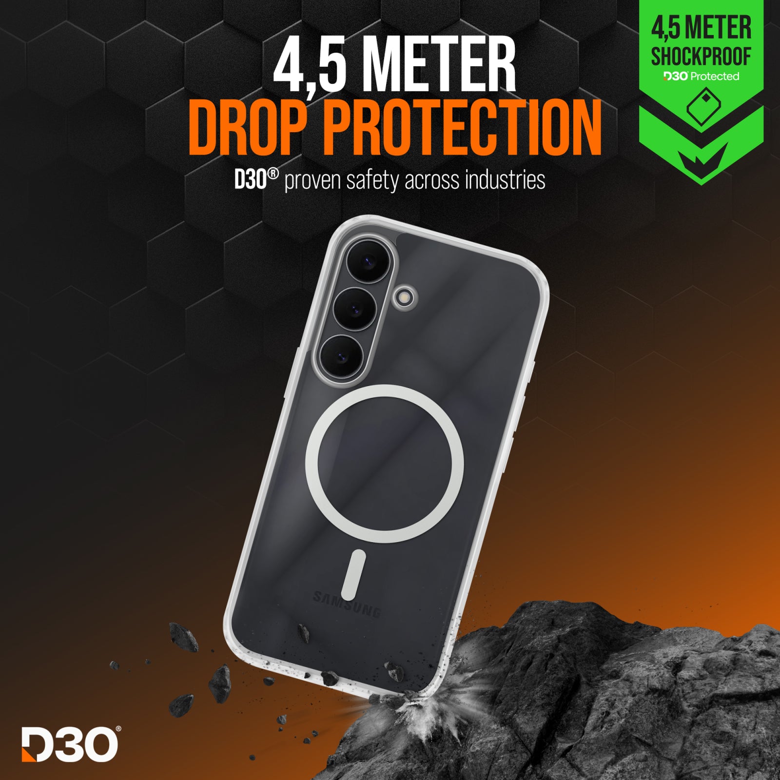 Striker X-Core - D3O Xtreme Impact Mag Case - Clear - Samsung S25 FE