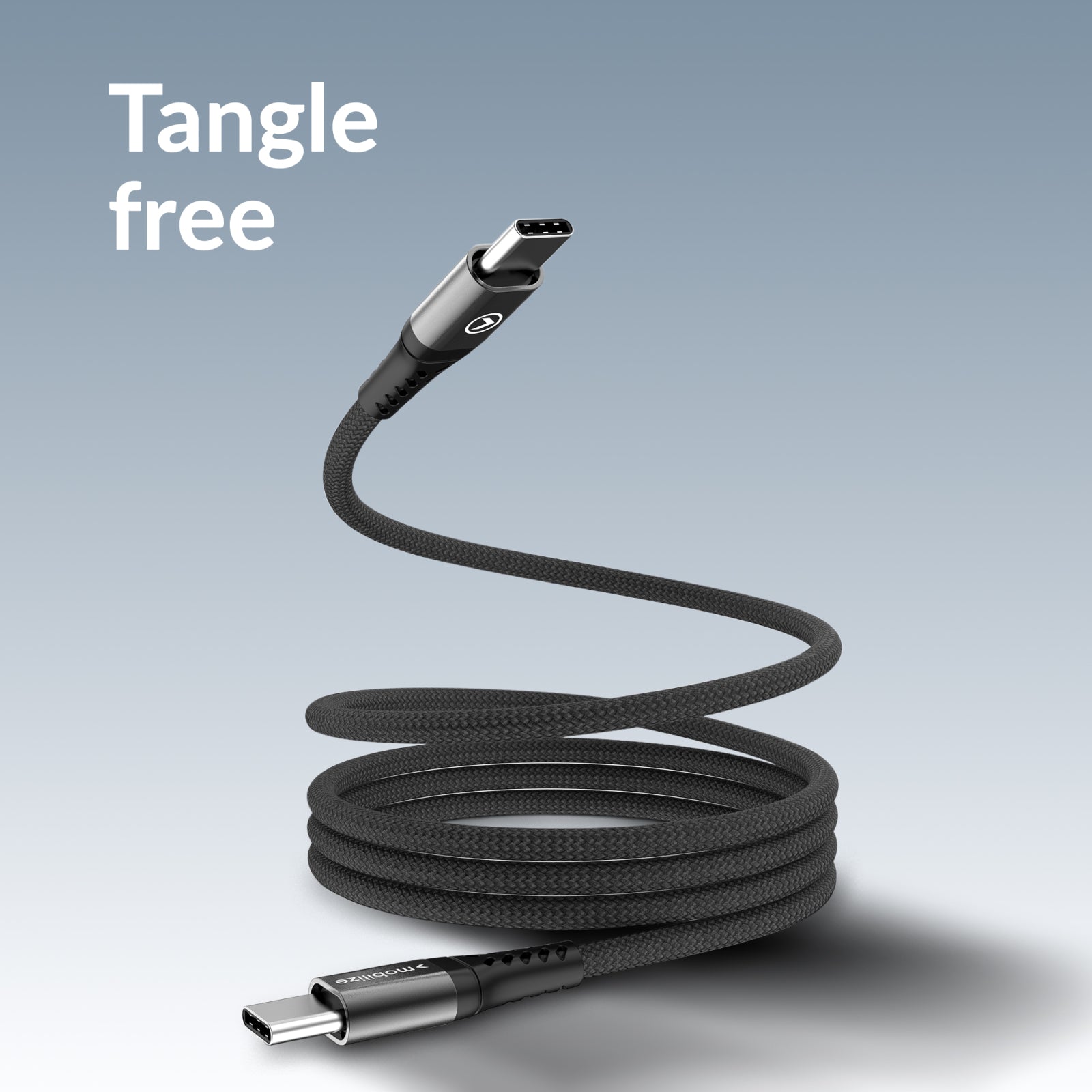 Mobilize Magnetic Nylon Cable - USB-C to USB-C - 1m. - 100W Black