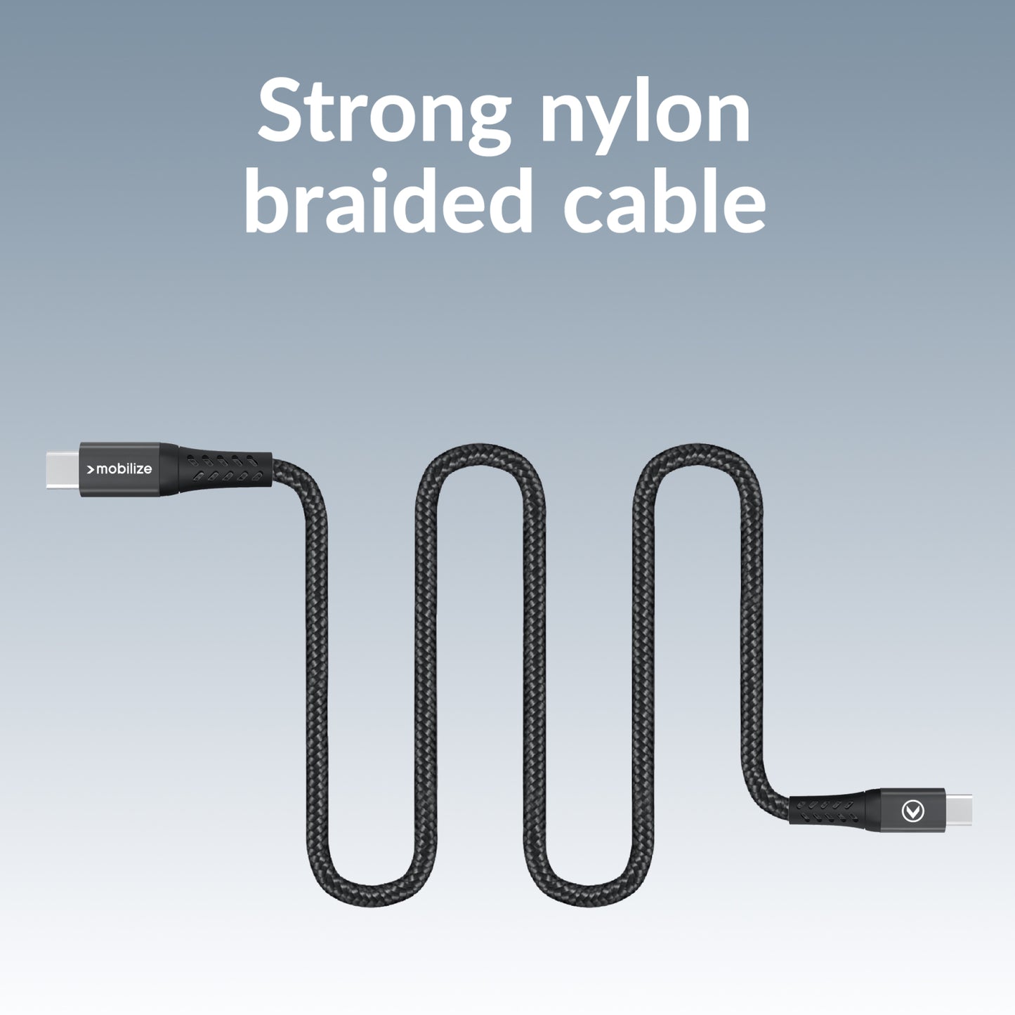 Mobilize Magnetic Nylon Cable - USB-C to USB-C - 1m. - 100W Black
