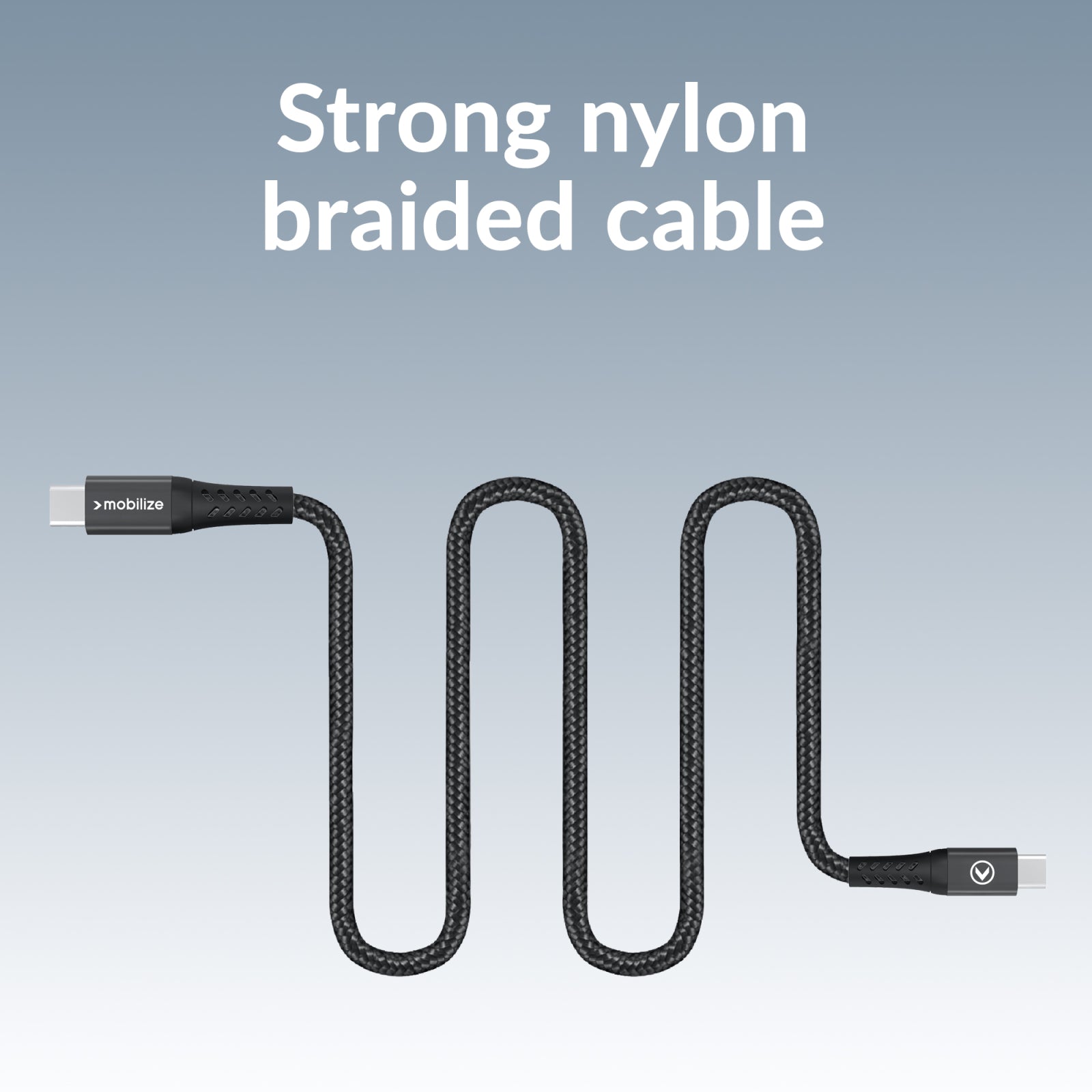 Mobilize Magnetic Nylon Cable - USB-C to USB-C - 2m. - 100W Black