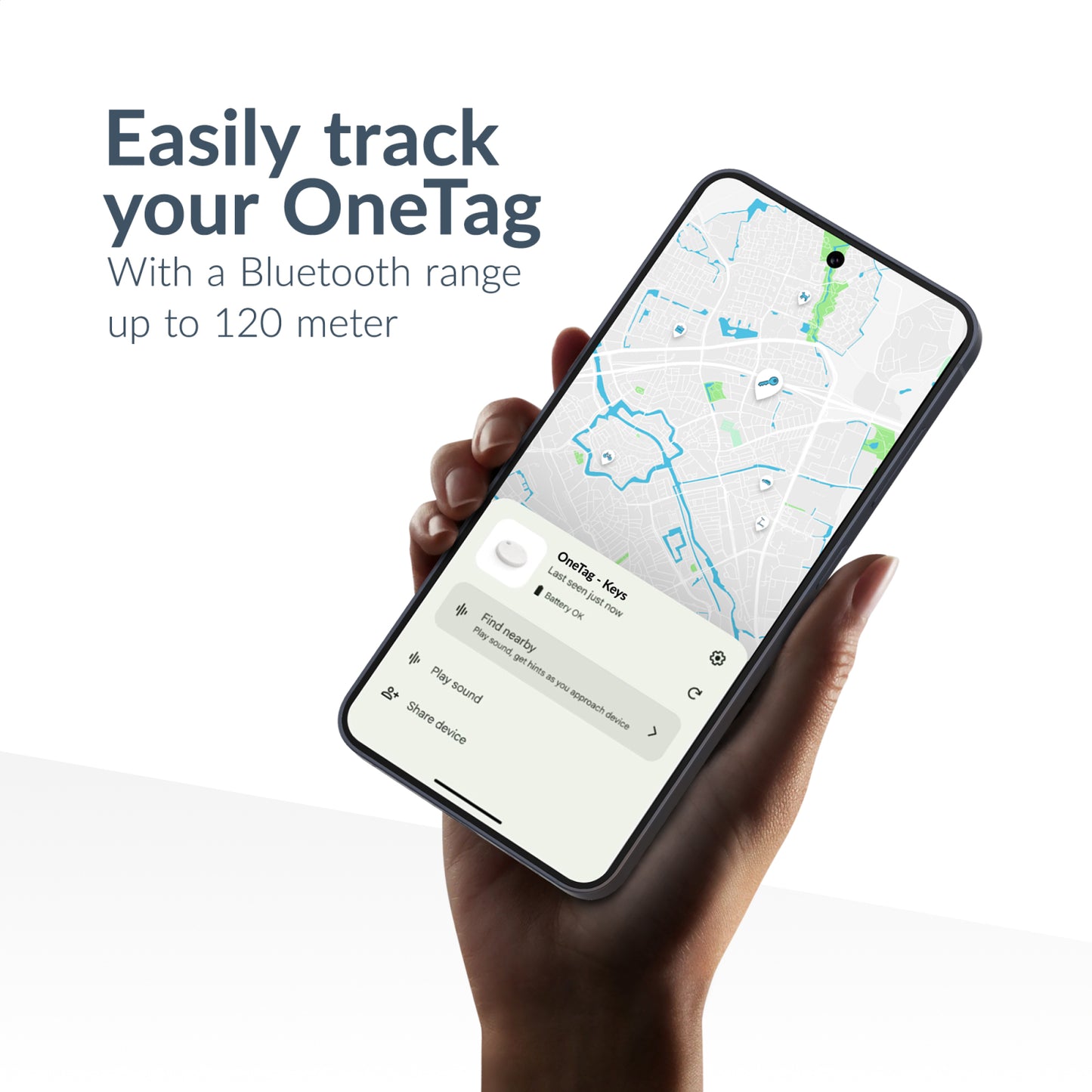 Beeep OneTag Apple Find My & Android Tracker Black & Keychain Black - 3 pack