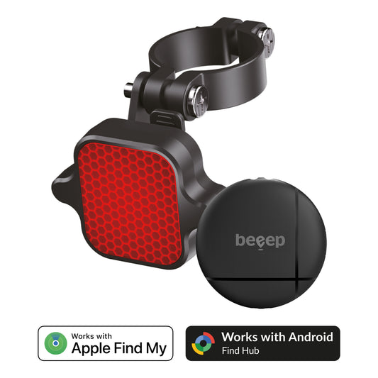 Beeep OneTag Apple Find My & Android Tracker Black & Bicycle Reflector