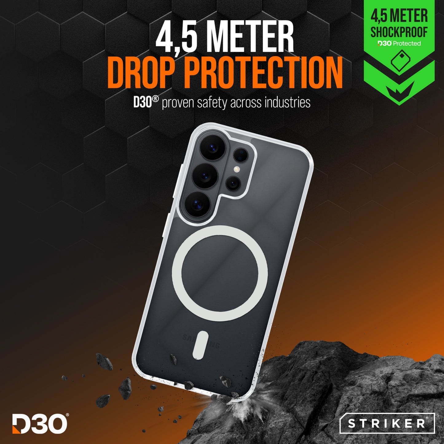 Striker X-Core - D3O Xtreme Impact Mag Case - Clear - Samsung S26 Ultra 5G