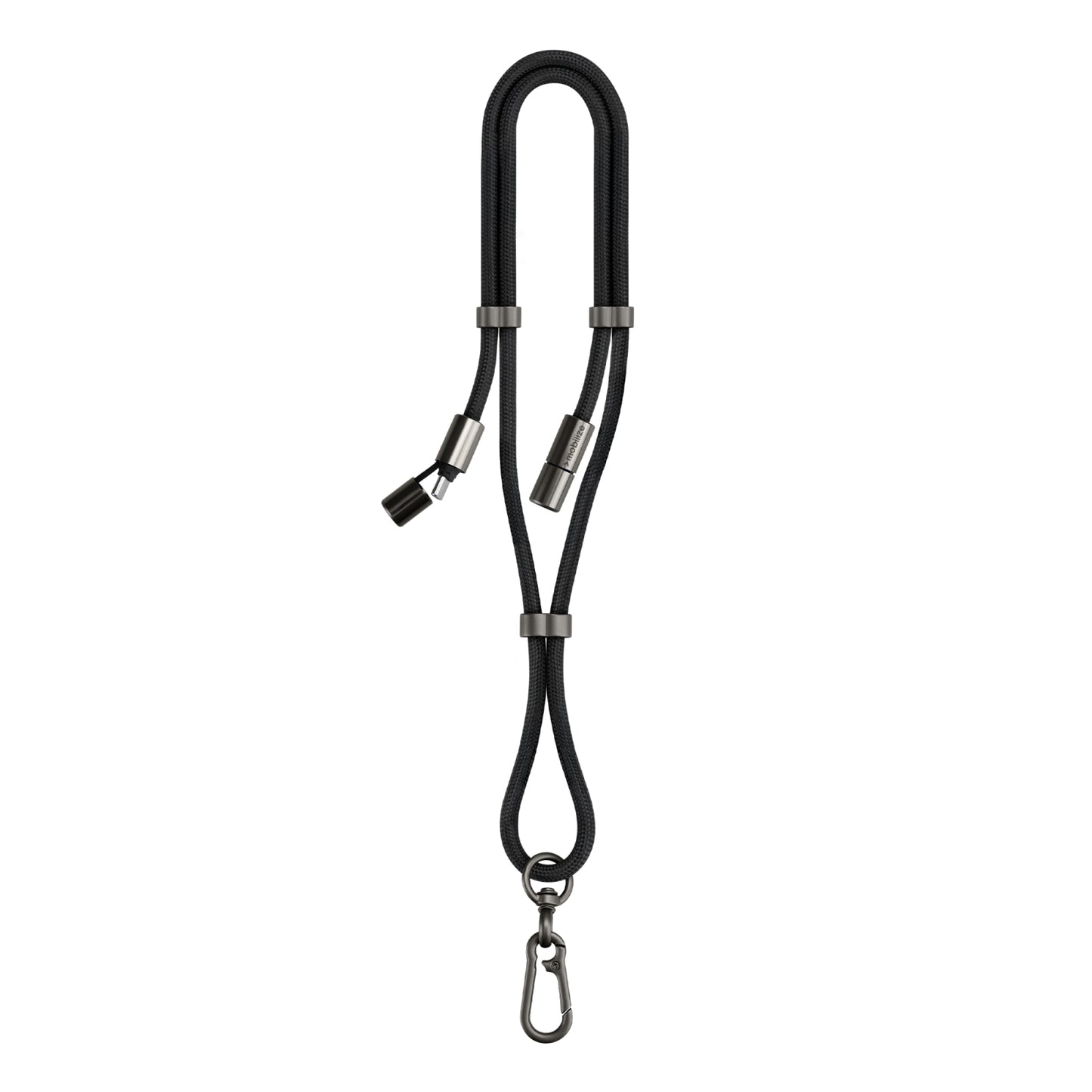 Mobilize Lanyard Nylon Cable - USB-C to USB-C - 1.85m - 60W Black