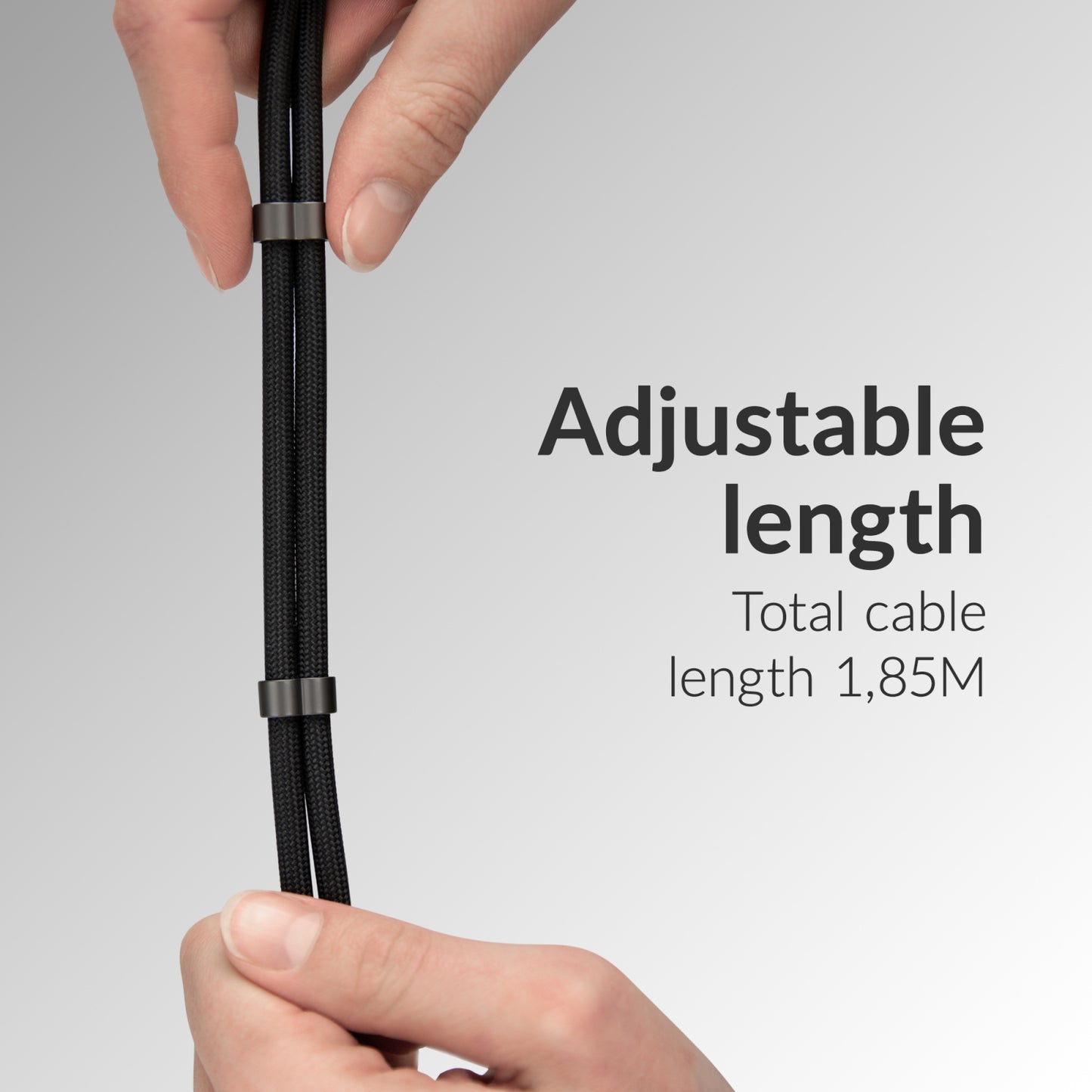 Mobilize Lanyard Nylon Cable - USB-C to USB-C - 1.85m - 60W Black