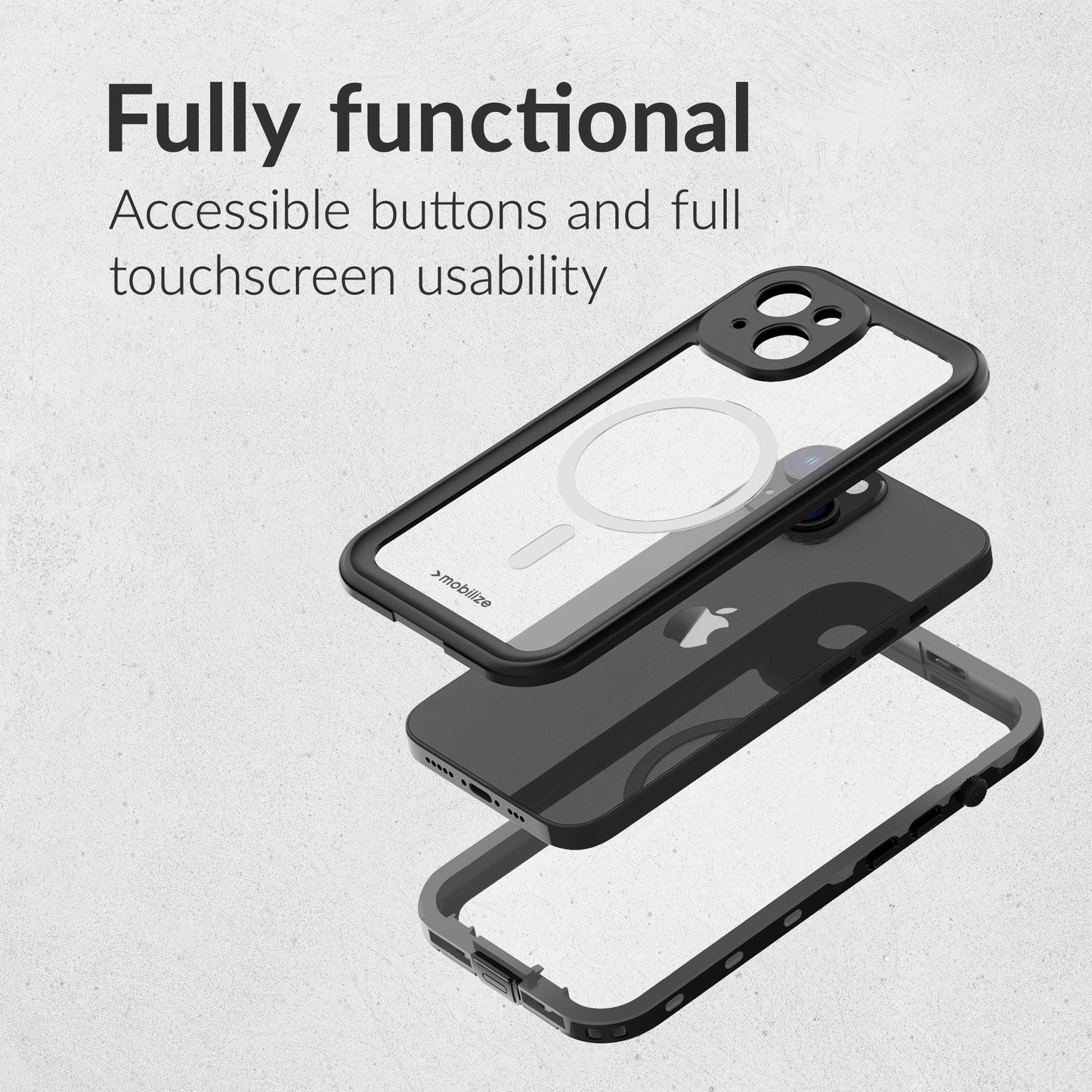 Mobilize Magsafe Compatible Waterproof Case Apple Iphone 17 Pro Max Clear/Black