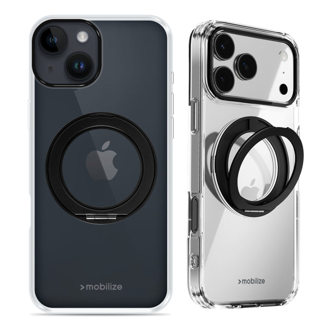 Mobilize MagSafe Kompatibles 360 drehbares Ringständer-Case Apple iPhone 13/14 Transparent/Schwarz