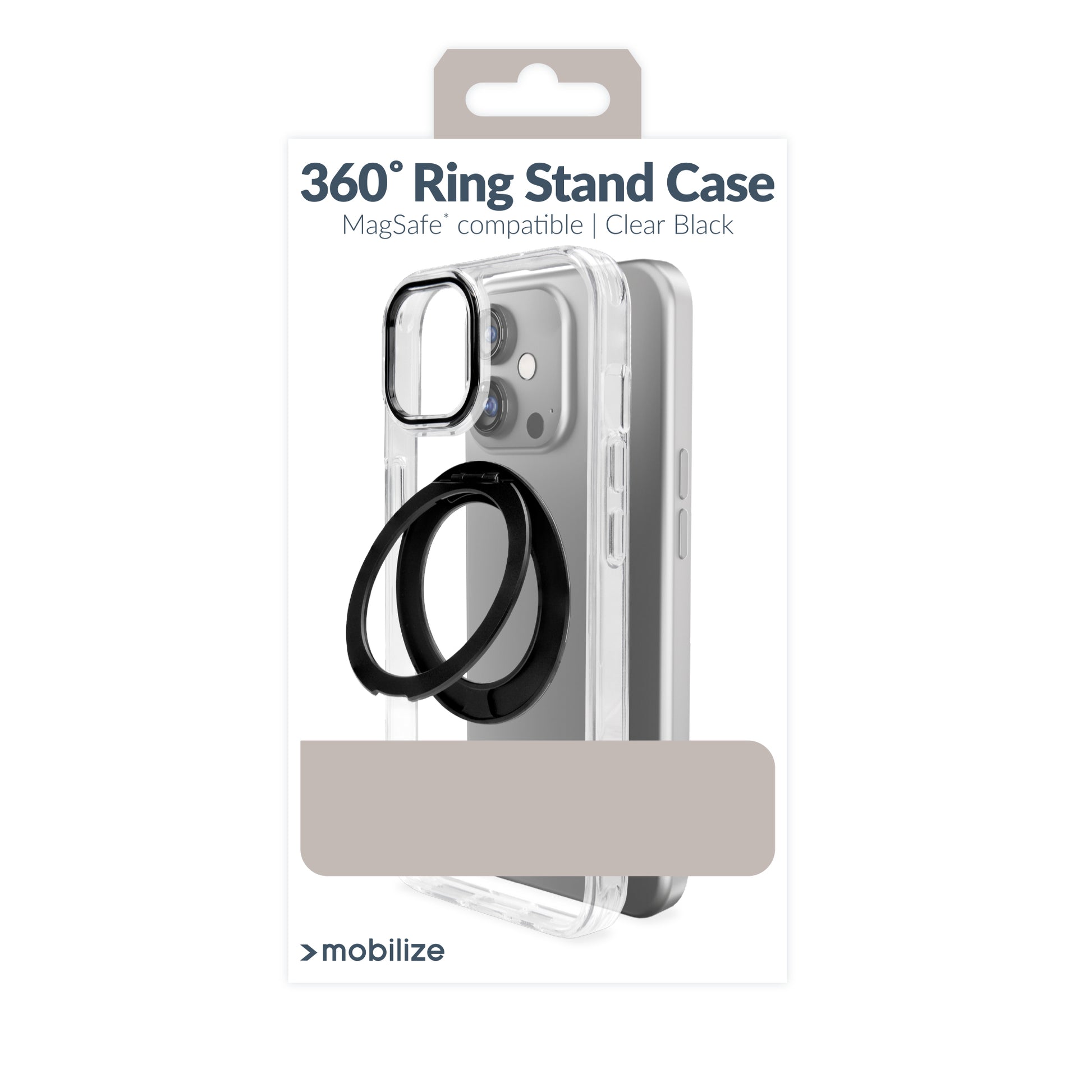 Mobilize Magsafe Compatible 360 Rotating Ring Stand Case Apple Iphone 13/14 Clear/Black