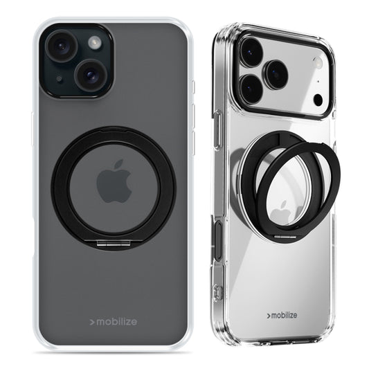 Mobilize MagSafe Compatible 360 Rotating Ring Stand Case Apple iPhone 15 Clear/Black