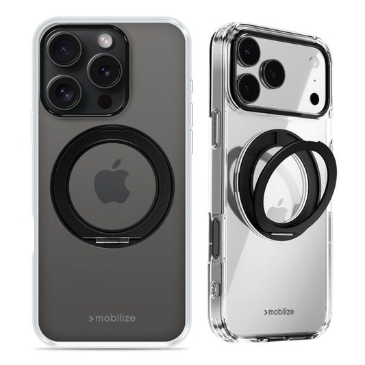 Mobilize MagSafe Compatible 360 Rotating Ring Stand Case Apple iPhone 15 Pro Clear/Black
