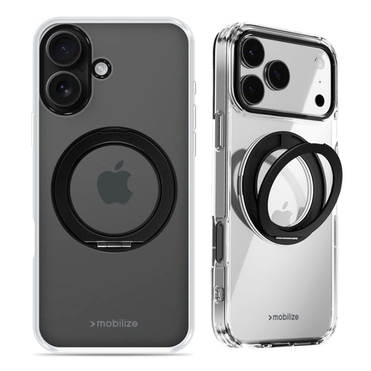 Mobilize MagSafe Compatible 360 Rotating Ring Stand Case Apple iPhone 16 Clear/Black