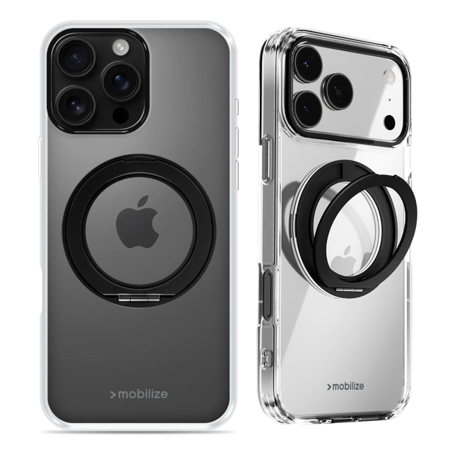 Mobilize MagSafe Compatible 360 Rotating Ring Stand Case Apple iPhone 16 Pro Max Clear/Black