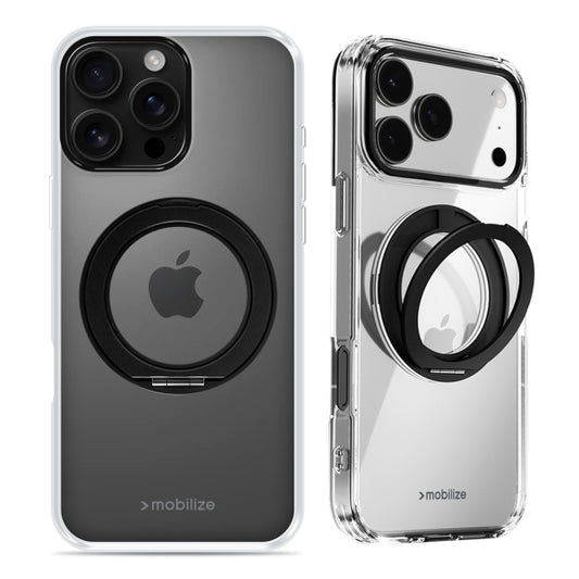 Mobilize MagSafe Compatible 360 Rotating Ring Stand Case Apple iPhone 16 Pro Max Clear/Black